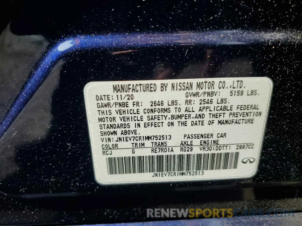12 Photograph of a damaged car JN1EV7CR1MM752513 INFINITI Q50 2021