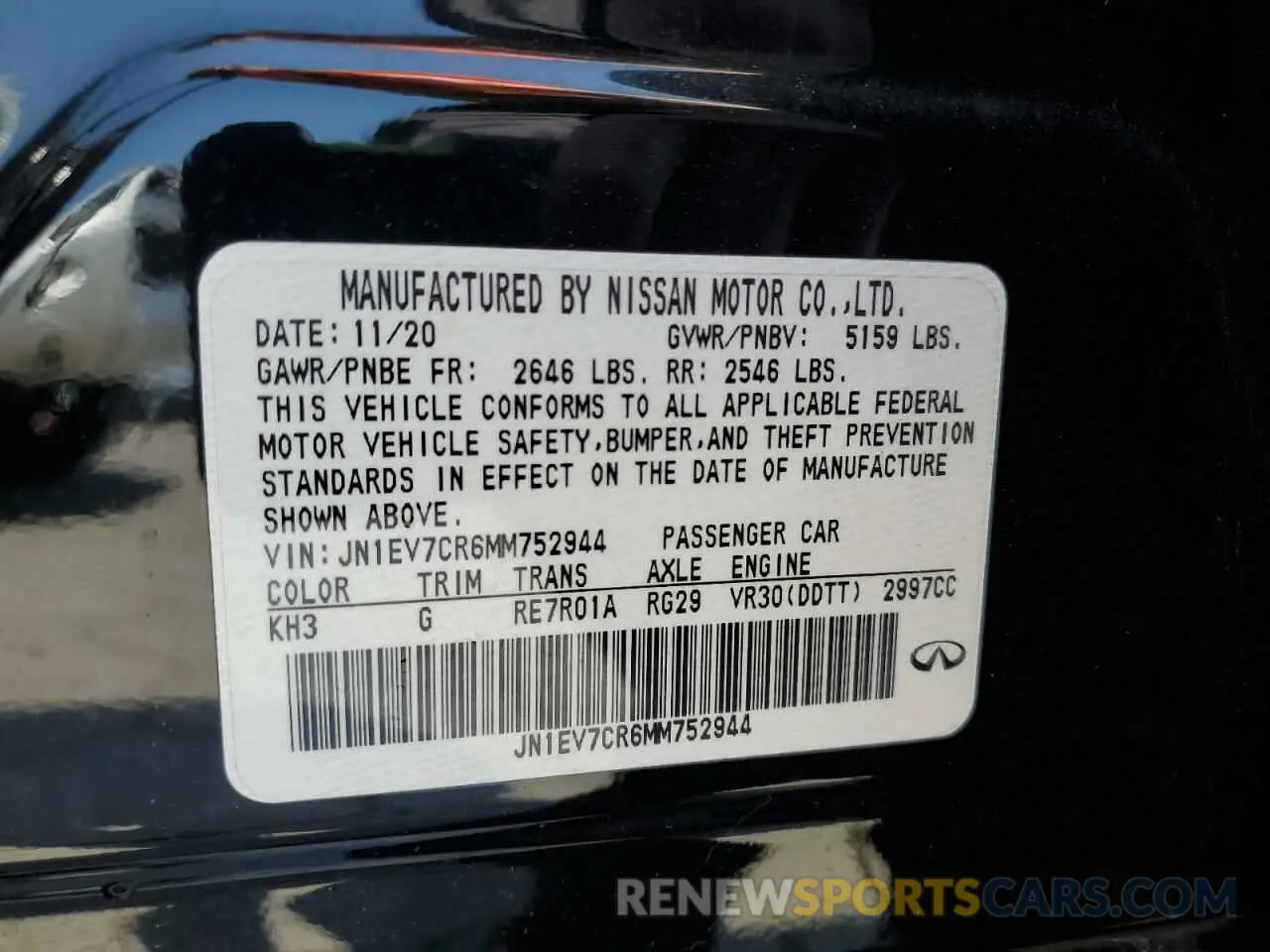 12 Photograph of a damaged car JN1EV7CR6MM752944 INFINITI Q50 2021