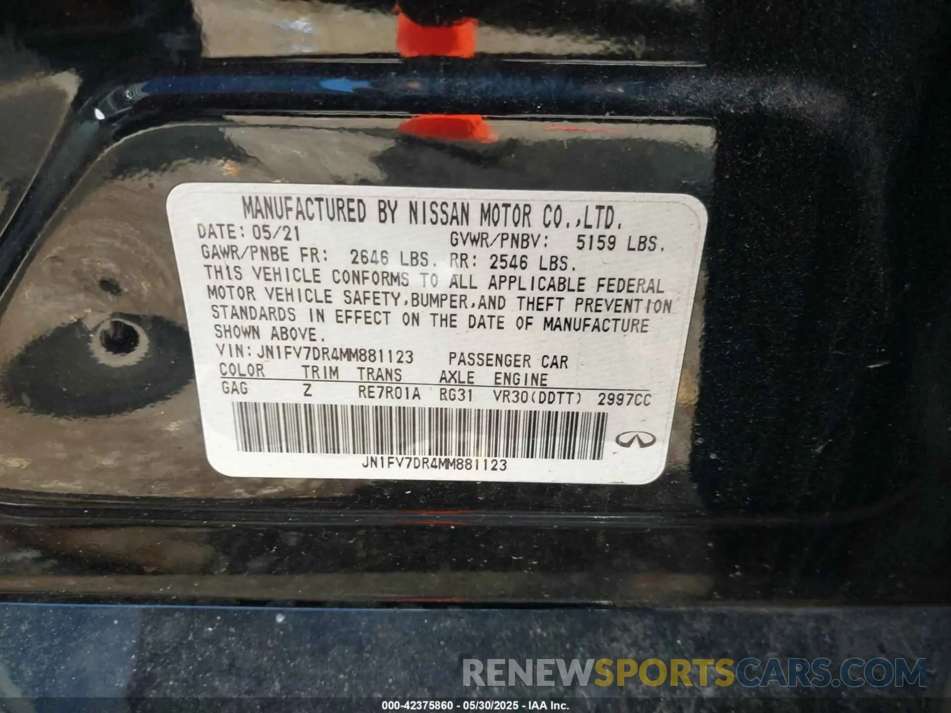 9 Photograph of a damaged car JN1FV7DR4MM881123 INFINITI Q50 2021