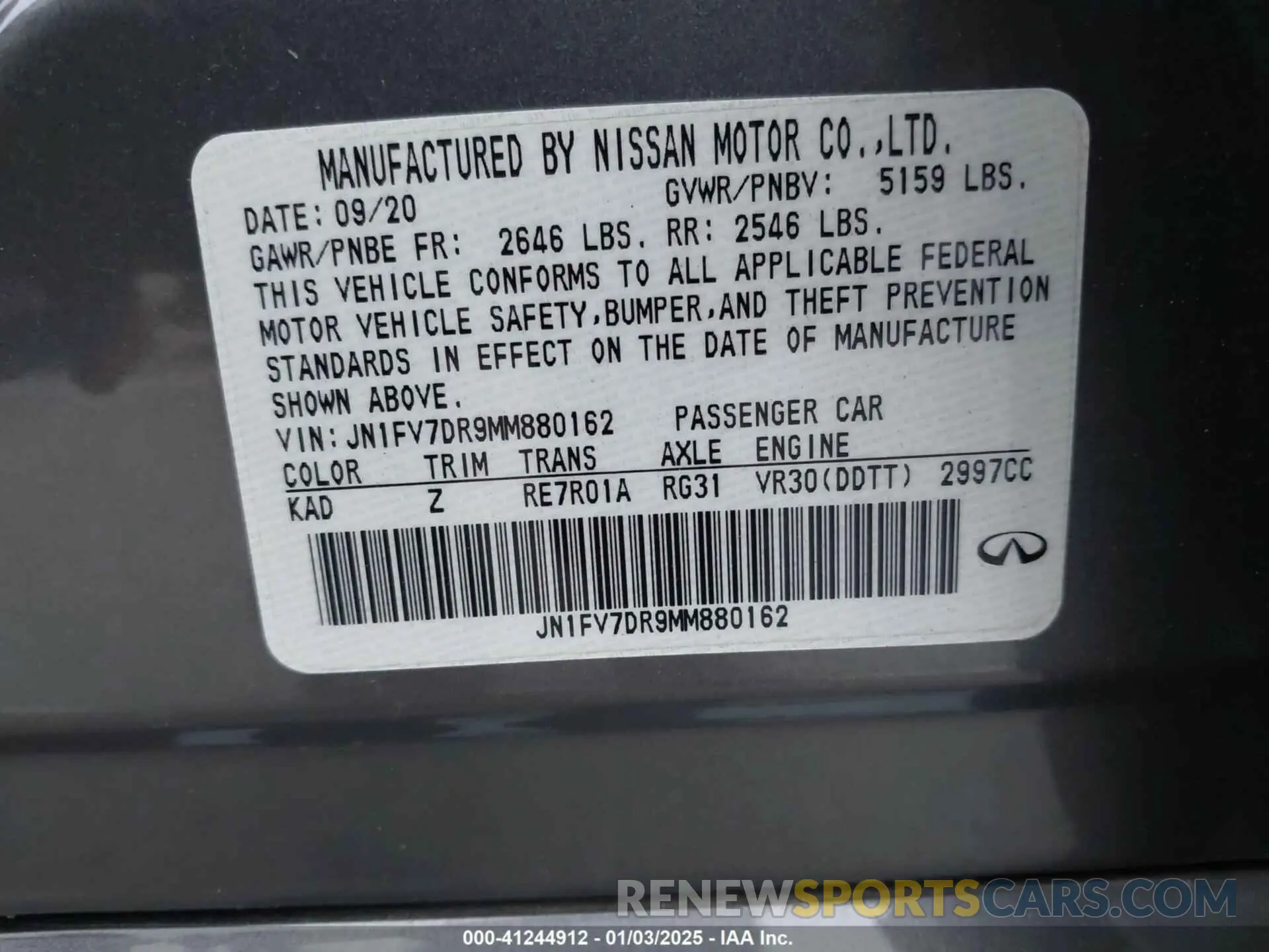 9 Photograph of a damaged car JN1FV7DR9MM880162 INFINITI Q50 2021