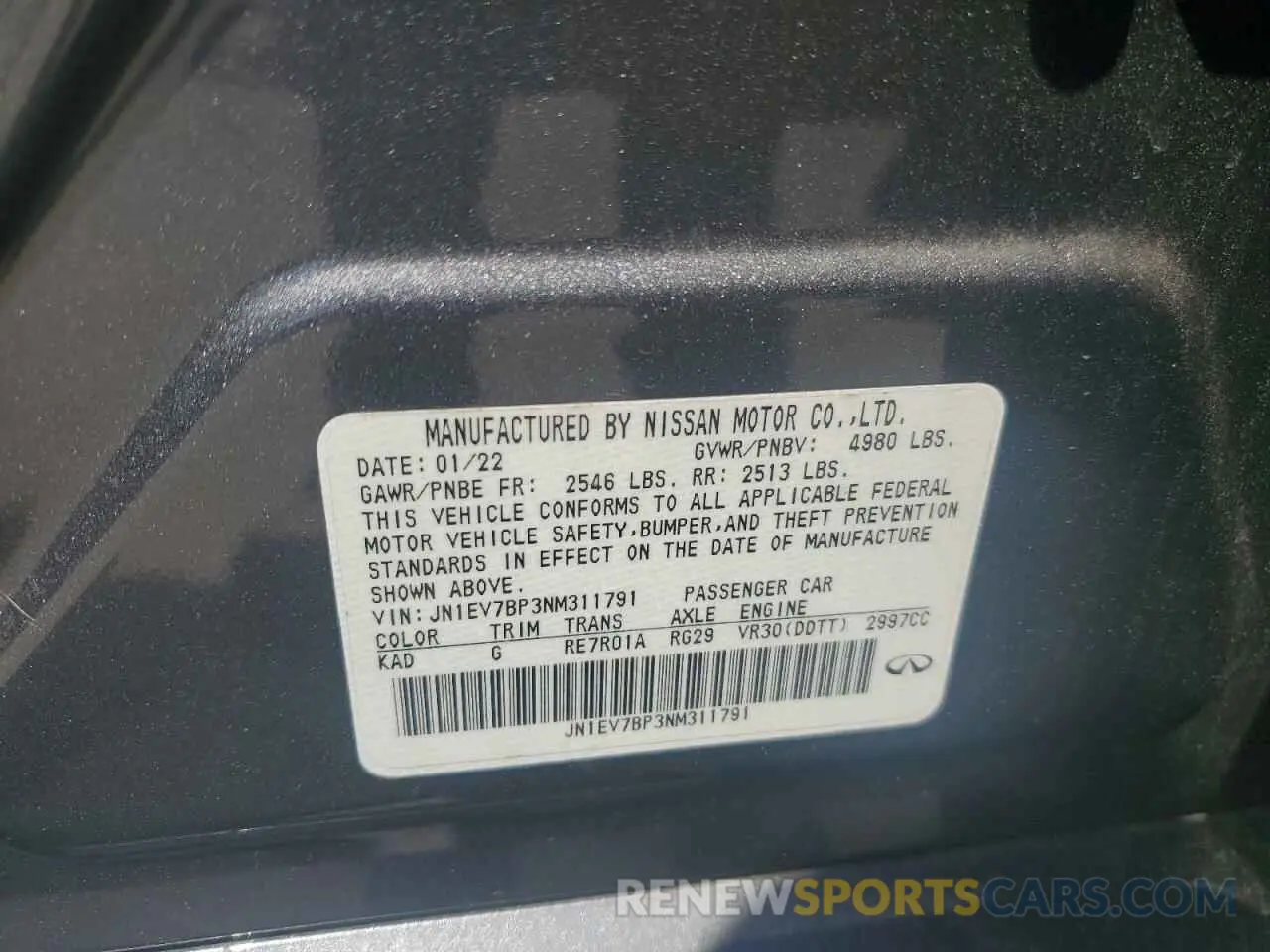 13 Photograph of a damaged car JN1EV7BP3NM311791 INFINITI Q50 2022