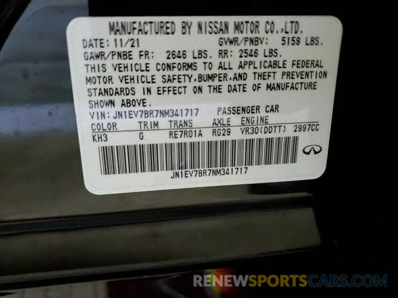 12 Photograph of a damaged car JN1EV7BR7NM341717 INFINITI Q50 2022