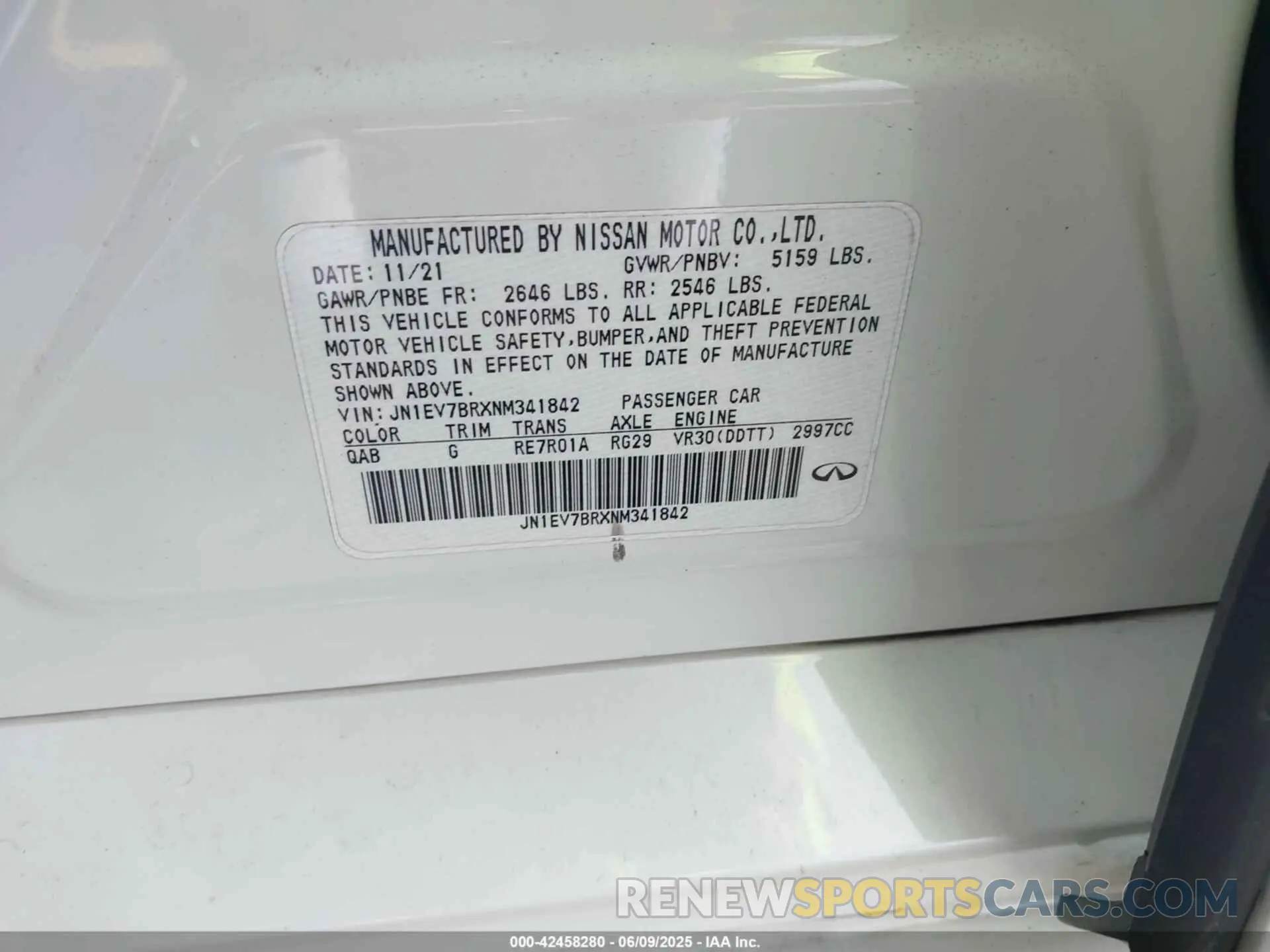 9 Photograph of a damaged car JN1EV7BRXNM341842 INFINITI Q50 2022