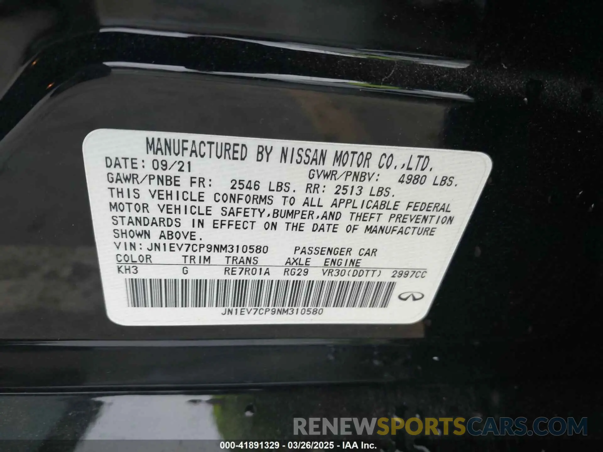 9 Photograph of a damaged car JN1EV7CP9NM310580 INFINITI Q50 2022