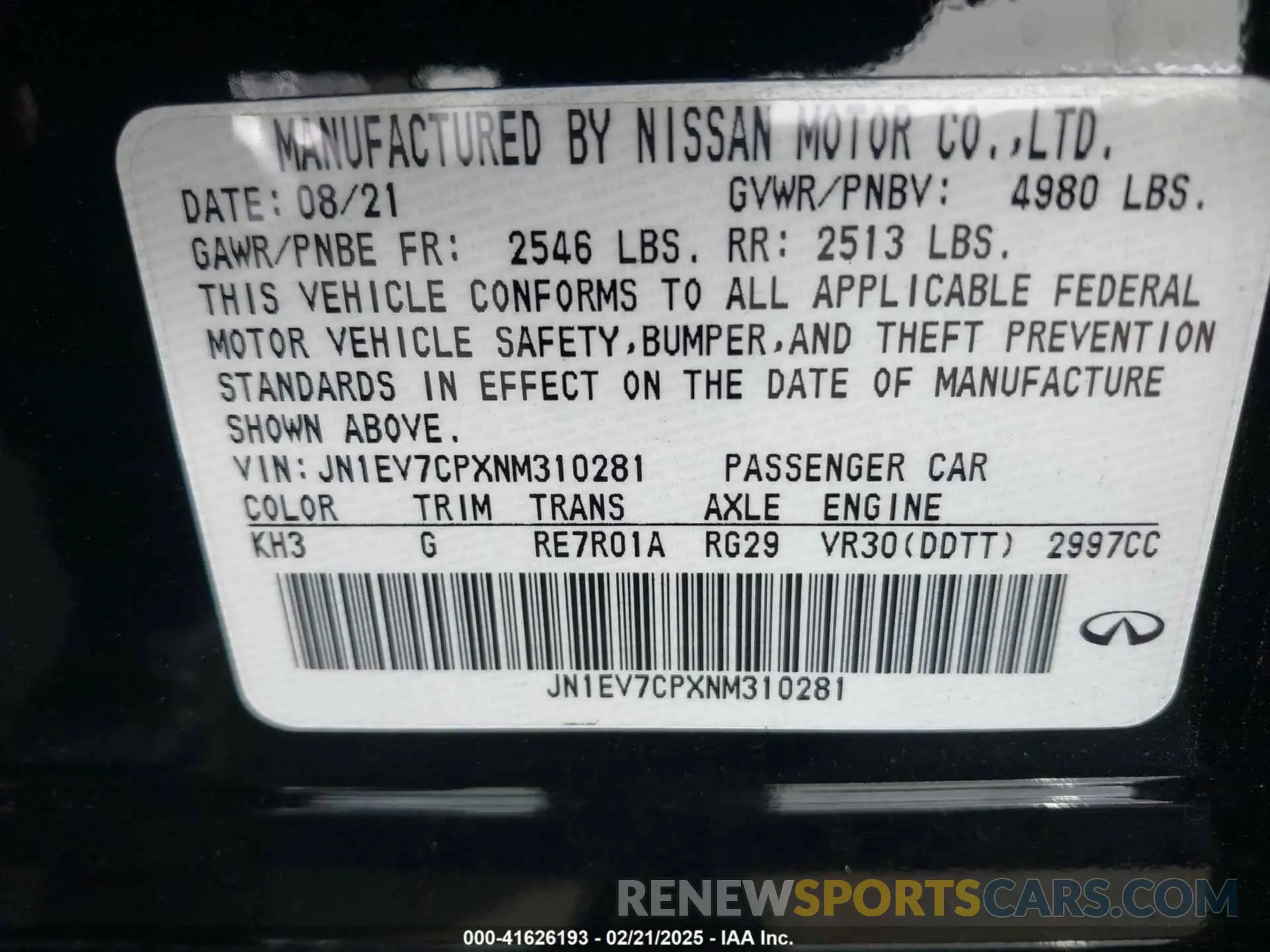 9 Photograph of a damaged car JN1EV7CPXNM310281 INFINITI Q50 2022
