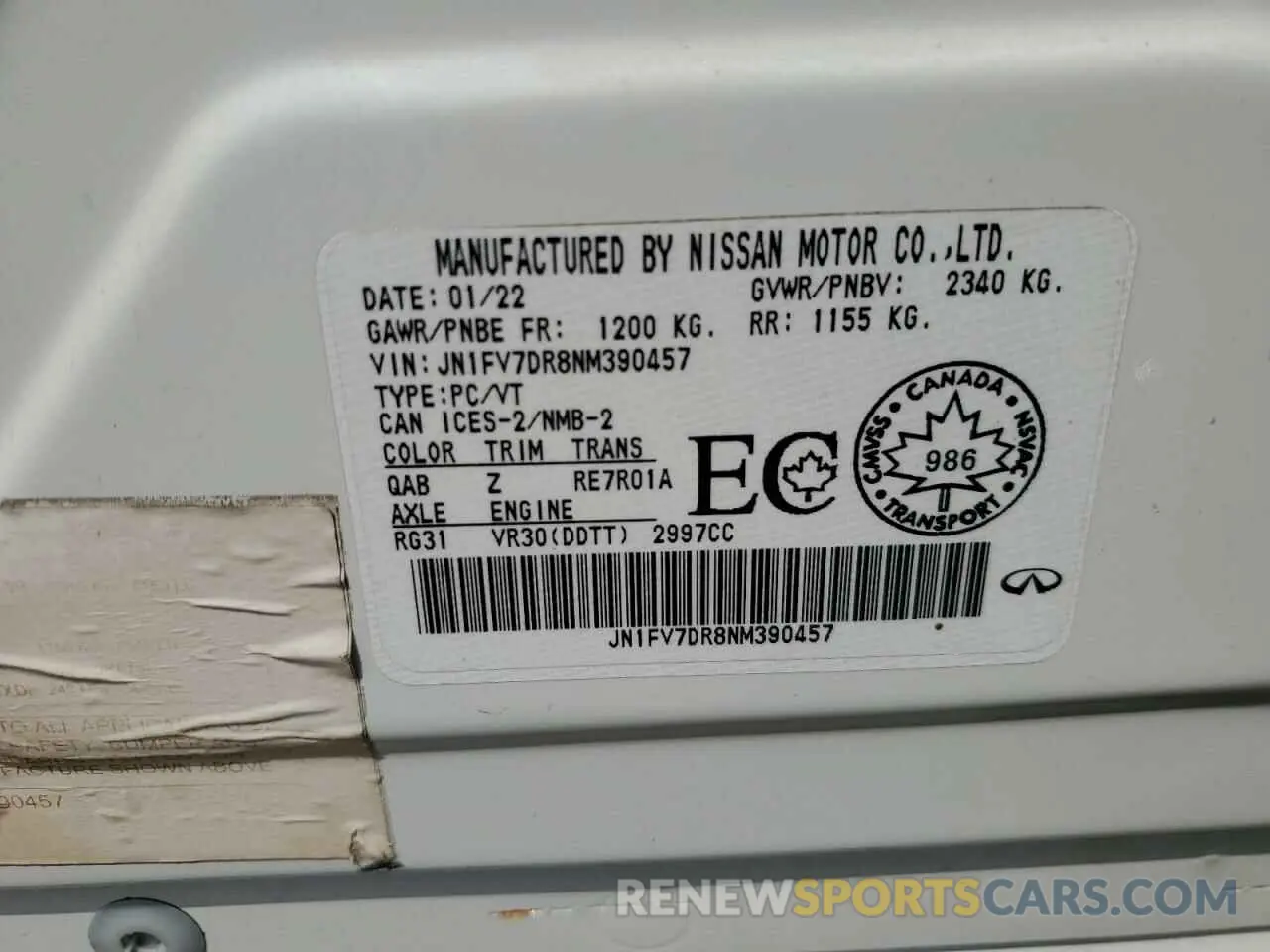 12 Photograph of a damaged car JN1FV7DR8NM390457 INFINITI Q50 2022