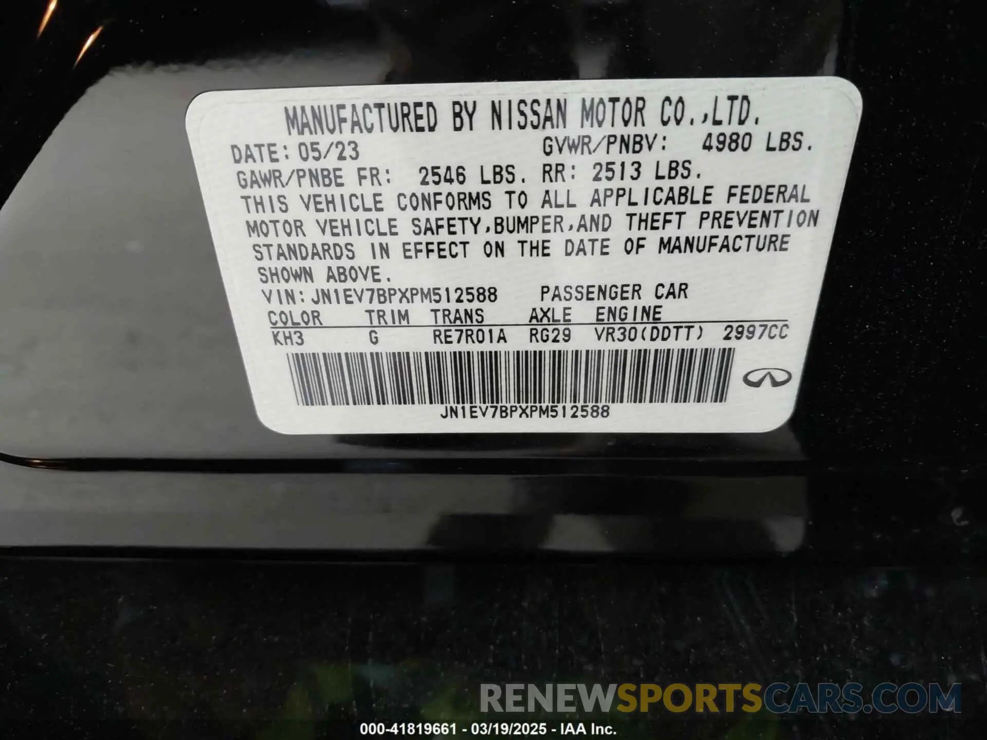 9 Photograph of a damaged car JN1EV7BPXPM512588 INFINITI Q50 2023