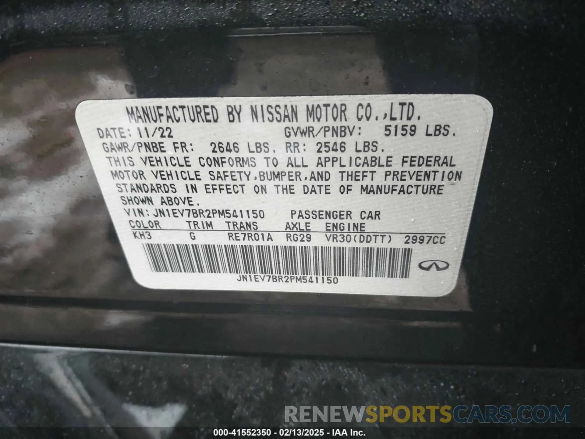 9 Photograph of a damaged car JN1EV7BR2PM541150 INFINITI Q50 2023