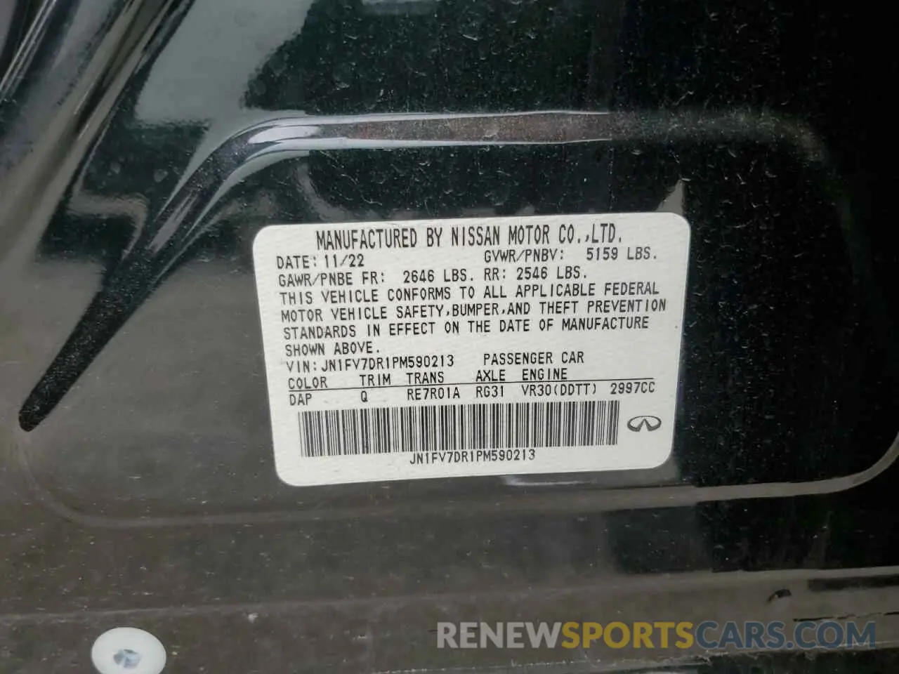 12 Photograph of a damaged car JN1FV7DR1PM590213 INFINITI Q50 2023