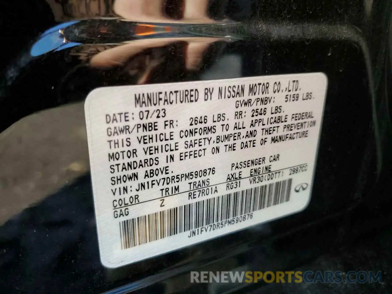 14 Photograph of a damaged car JN1FV7DR5PM590876 INFINITI Q50 2023