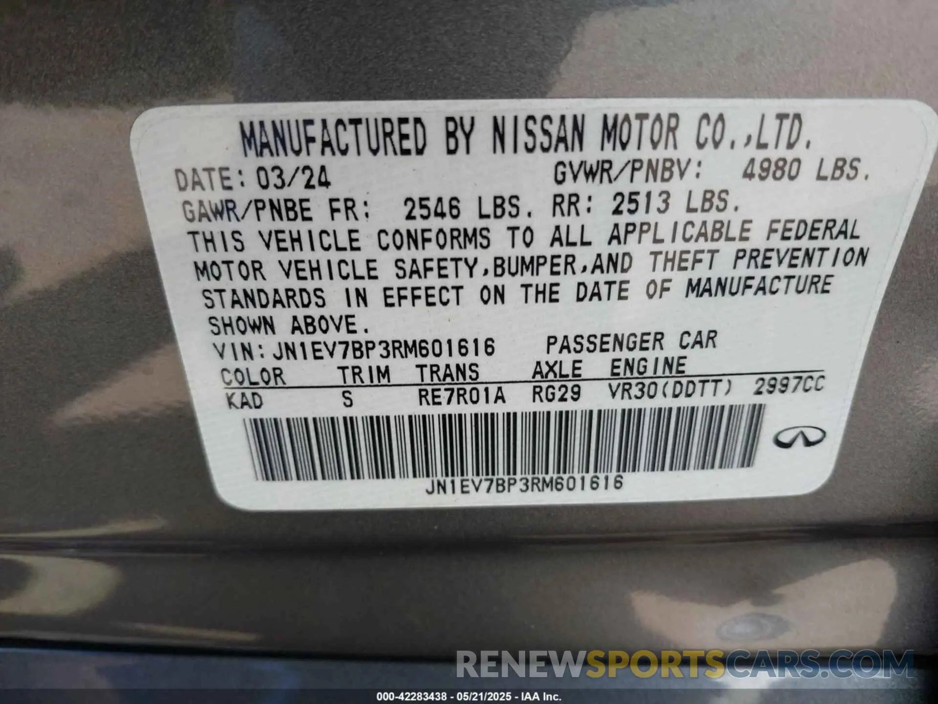 9 Photograph of a damaged car JN1EV7BP3RM601616 INFINITI Q50 2024