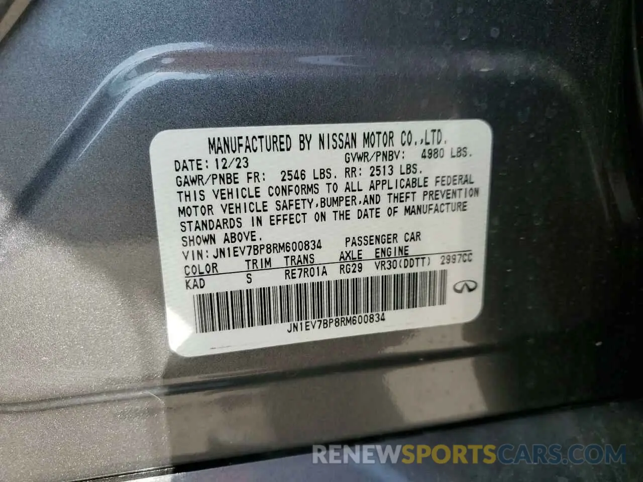 12 Photograph of a damaged car JN1EV7BP8RM600834 INFINITI Q50 2024