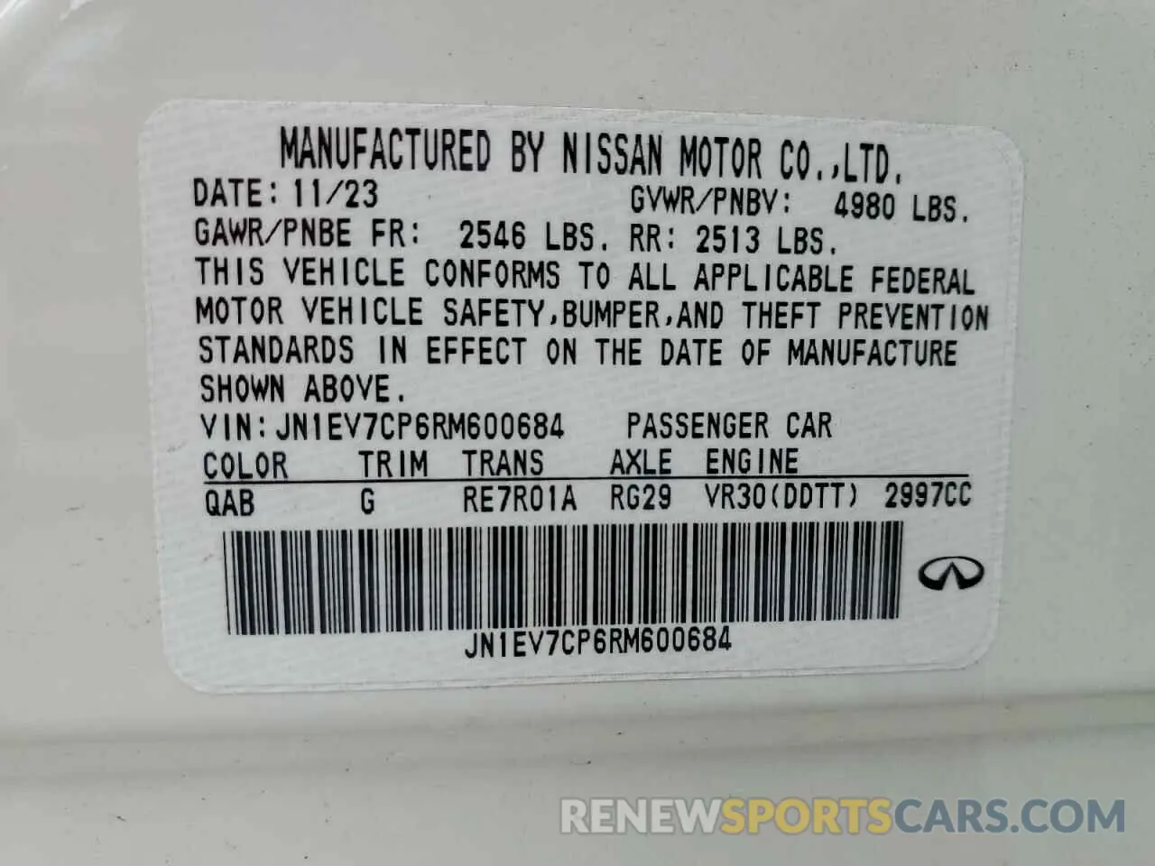 13 Photograph of a damaged car JN1EV7CP6RM600684 INFINITI Q50 2024