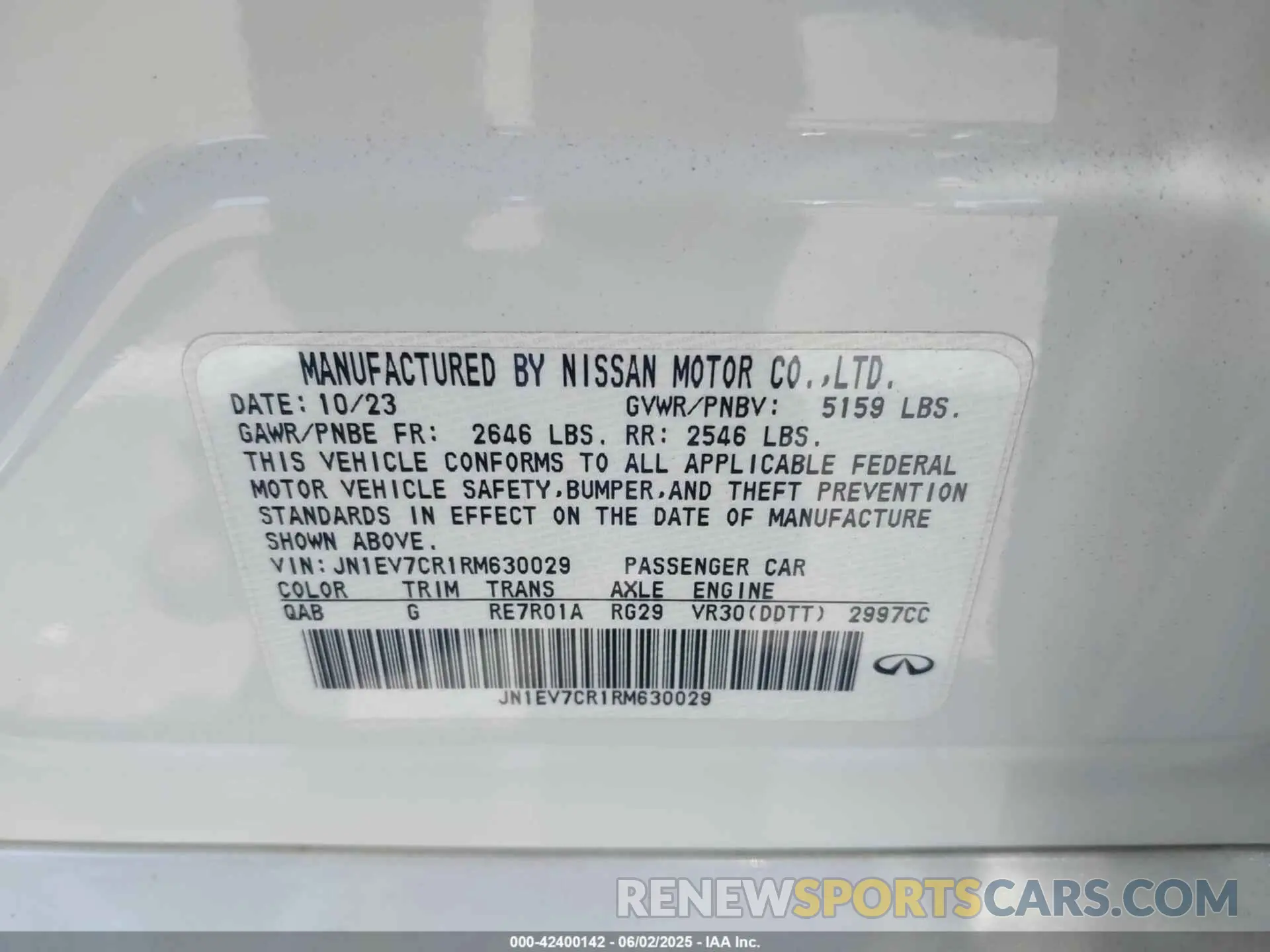 9 Photograph of a damaged car JN1EV7CR1RM630029 INFINITI Q50 2024