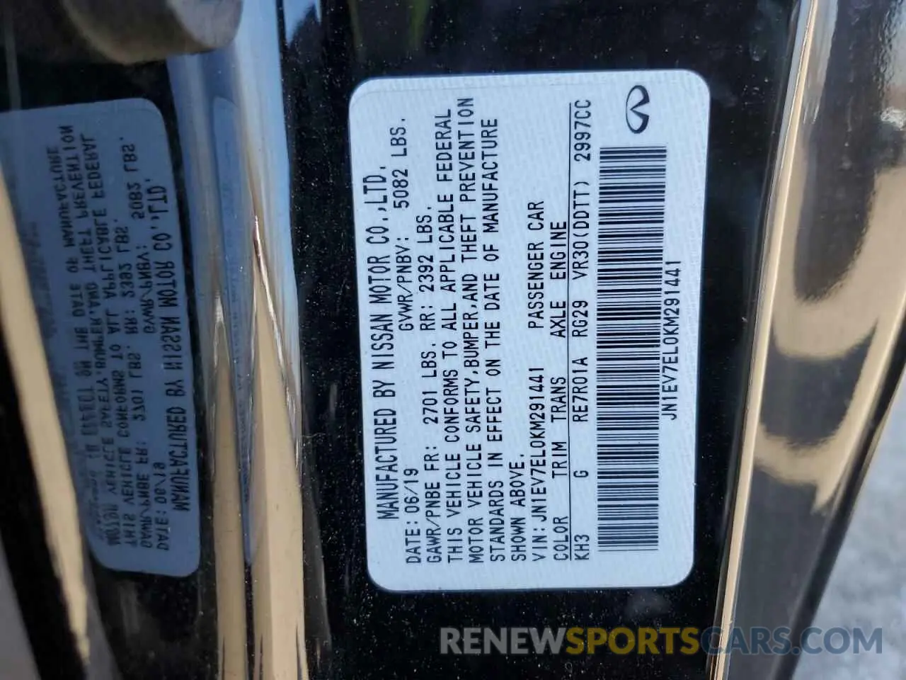 14 Photograph of a damaged car JN1EV7EL0KM291441 INFINITI Q60 2019