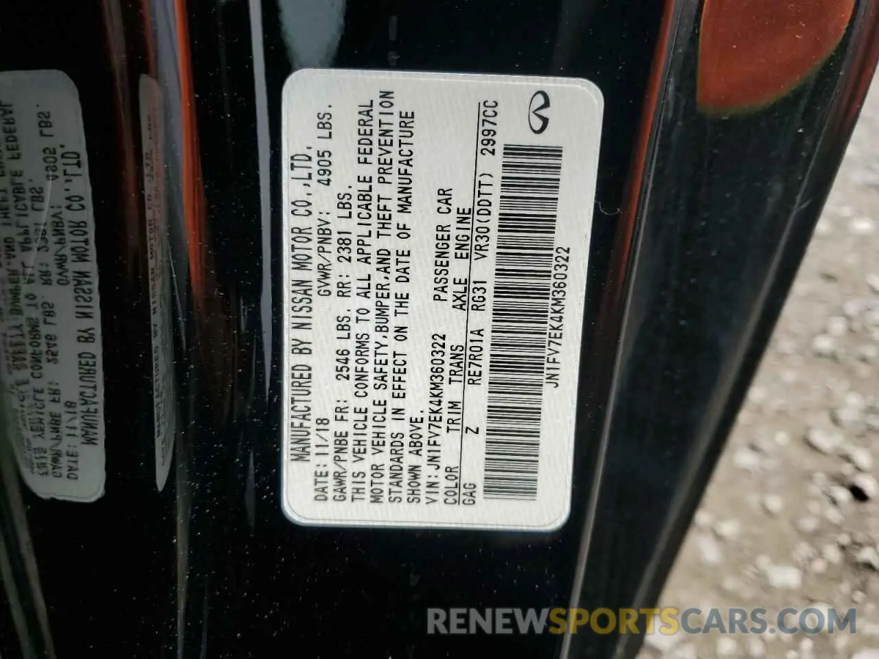 12 Photograph of a damaged car JN1FV7EK4KM360322 INFINITI Q60 2019