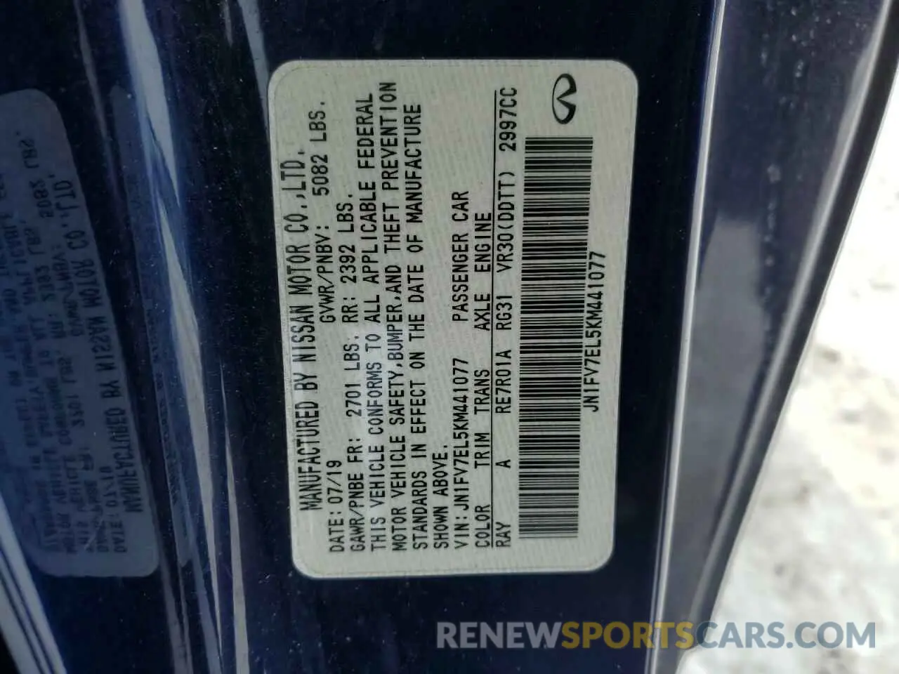 13 Photograph of a damaged car JN1FV7EL5KM441077 INFINITI Q60 2019