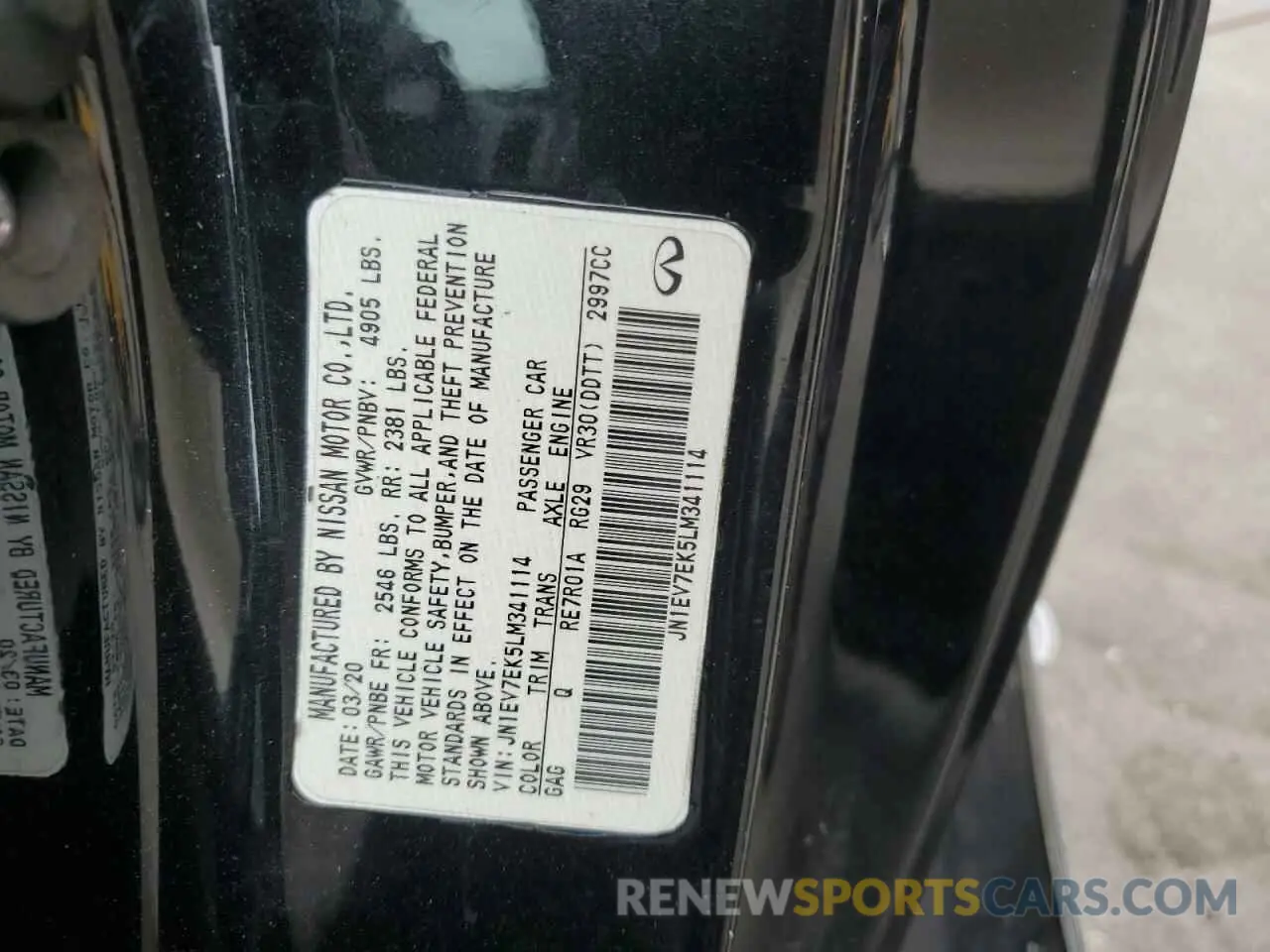 12 Photograph of a damaged car JN1EV7EK5LM341114 INFINITI Q60 2020