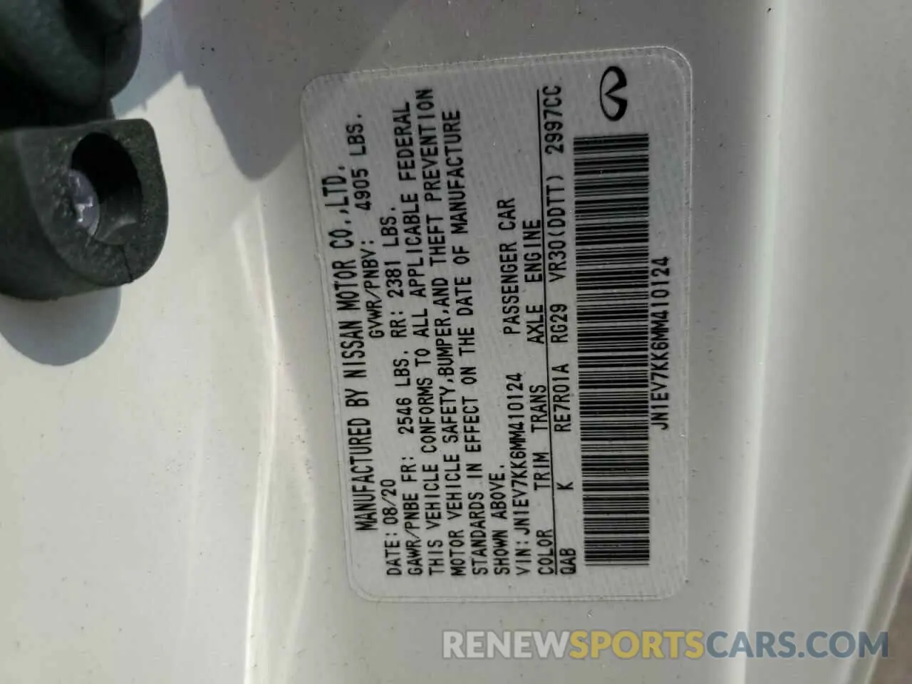 14 Photograph of a damaged car JN1EV7KK6MM410124 INFINITI Q60 2021