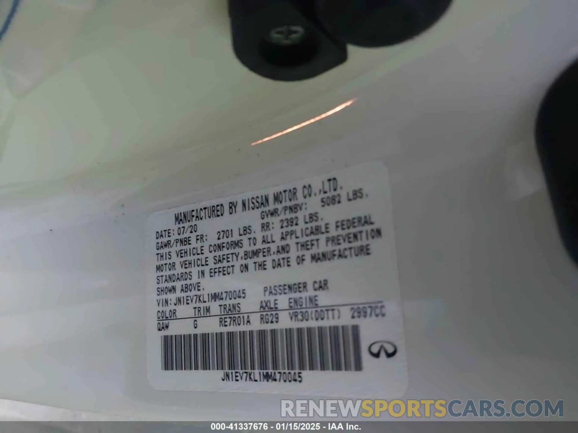 9 Photograph of a damaged car JN1EV7KL1MM470045 INFINITI Q60 2021