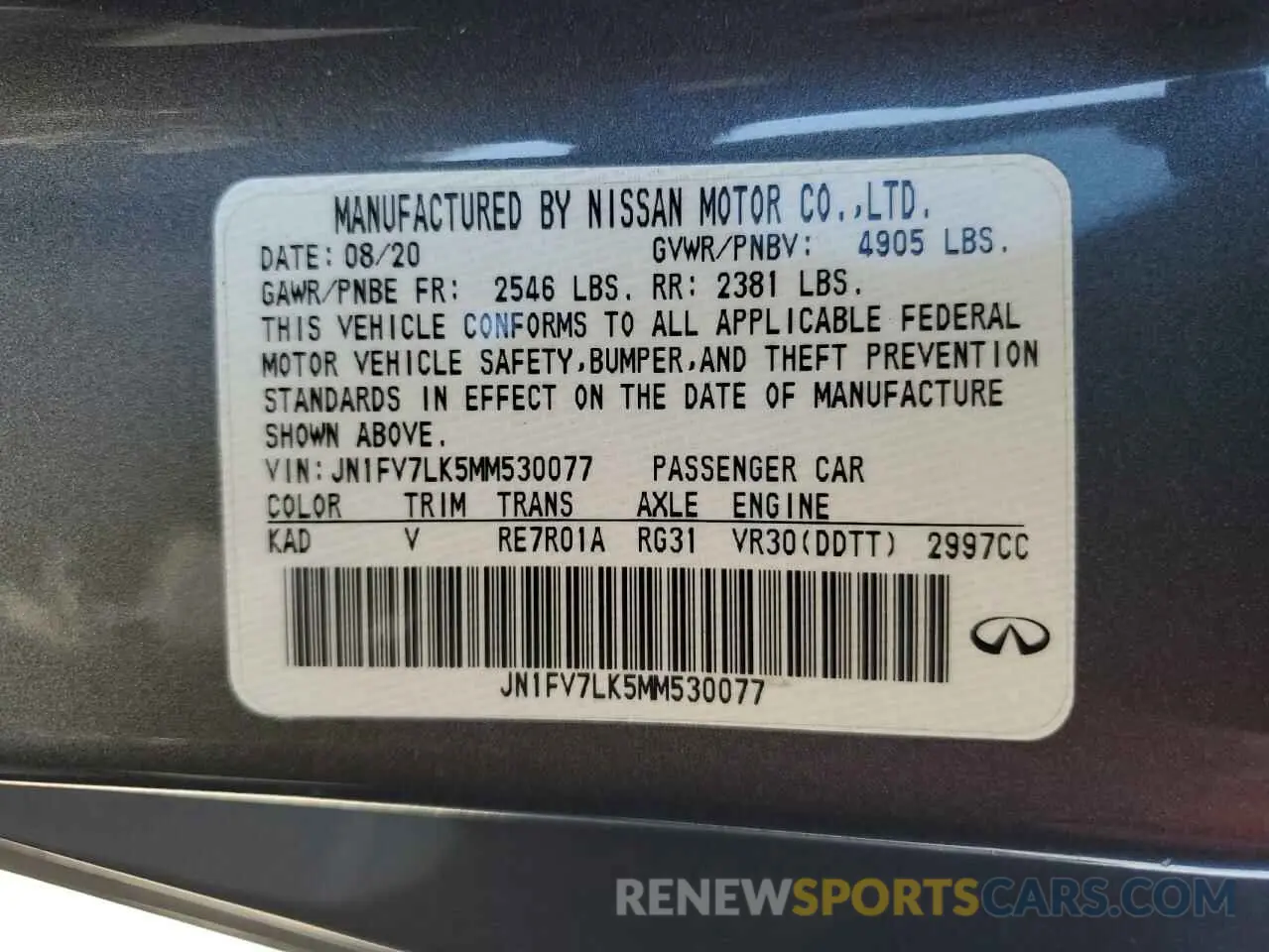 13 Photograph of a damaged car JN1FV7LK5MM530077 INFINITI Q60 2021