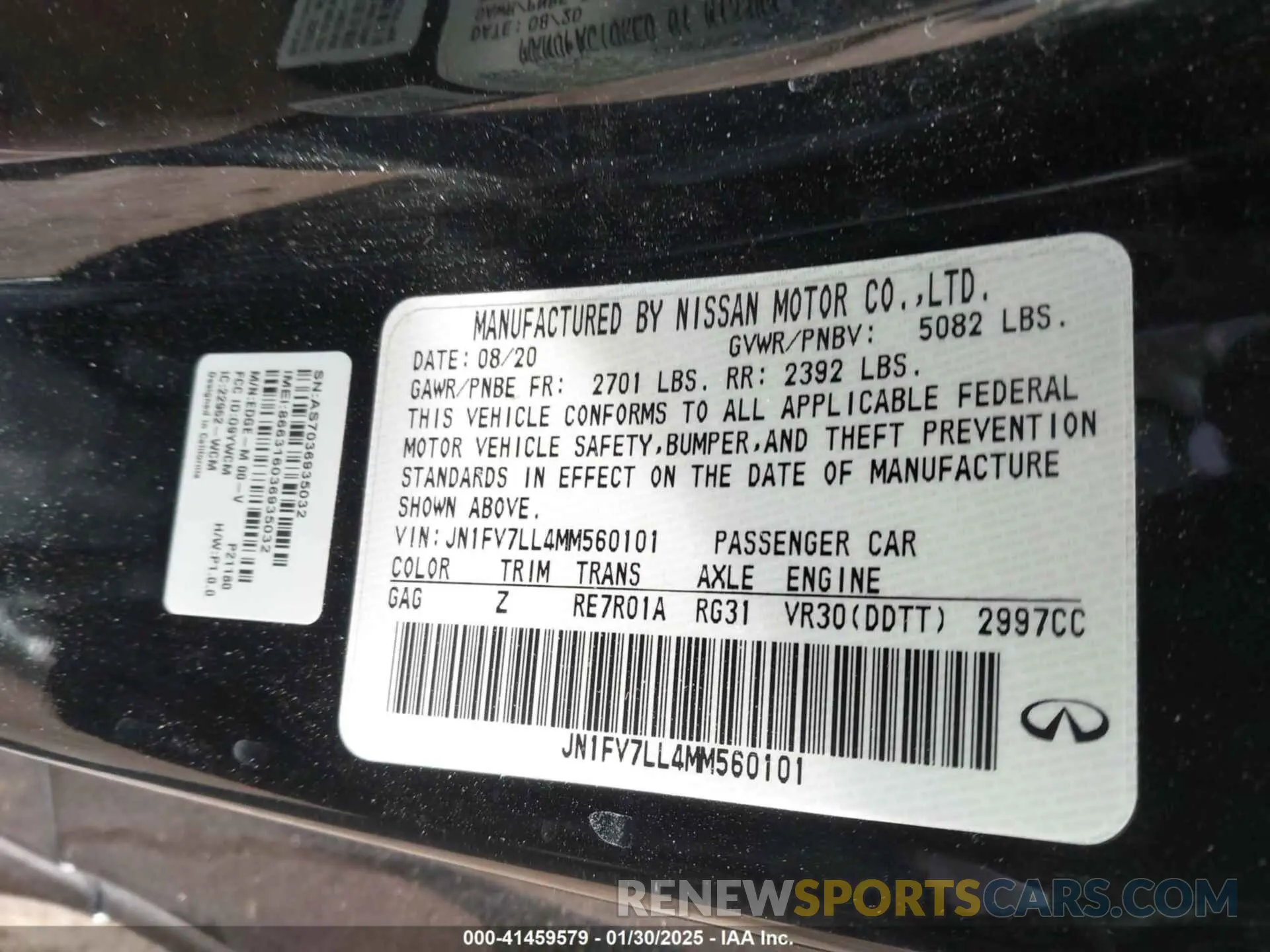 9 Photograph of a damaged car JN1FV7LL4MM560101 INFINITI Q60 2021