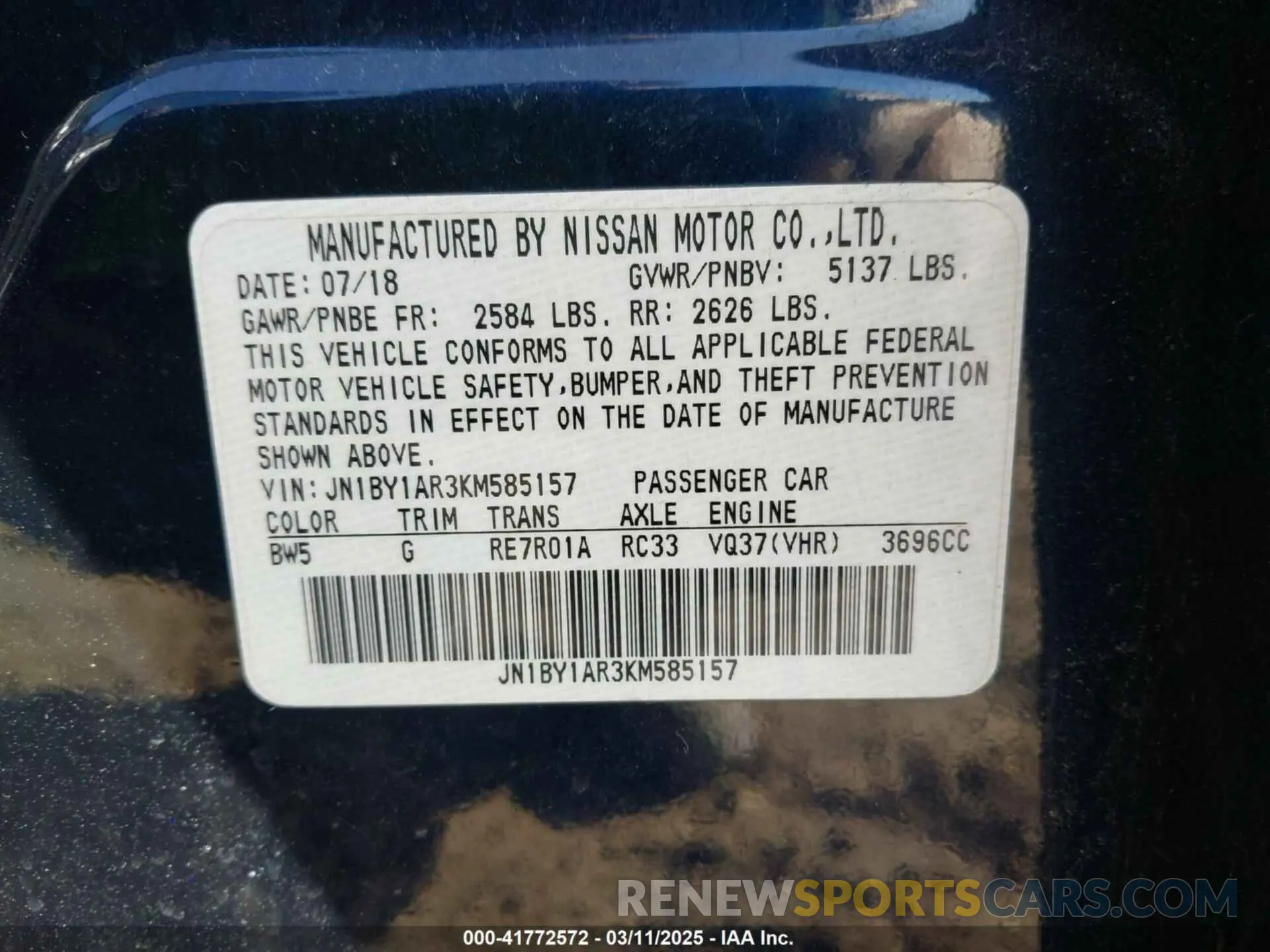 9 Photograph of a damaged car JN1BY1AR3KM585157 INFINITI Q70 2019