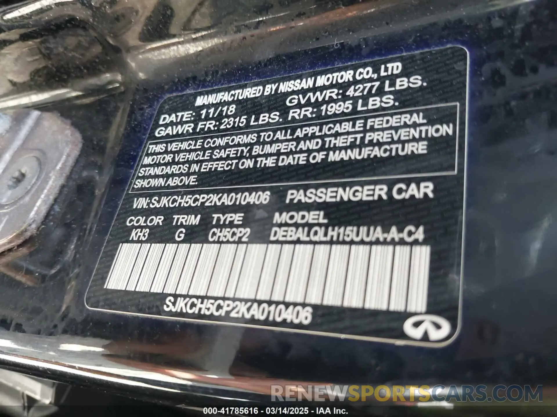 9 Photograph of a damaged car SJKCH5CP2KA010406 INFINITI QX30 2019