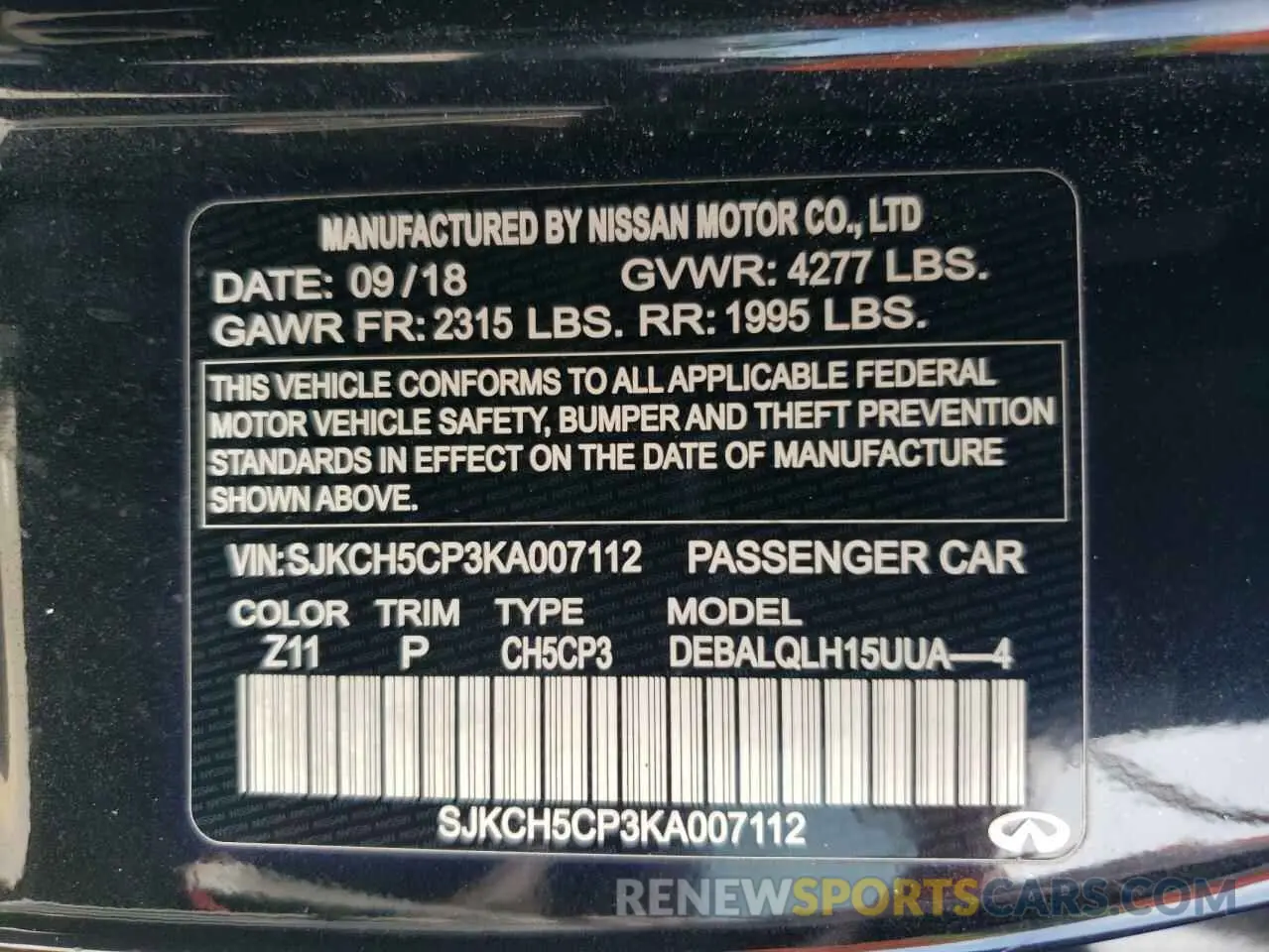 13 Photograph of a damaged car SJKCH5CP3KA007112 INFINITI QX30 2019