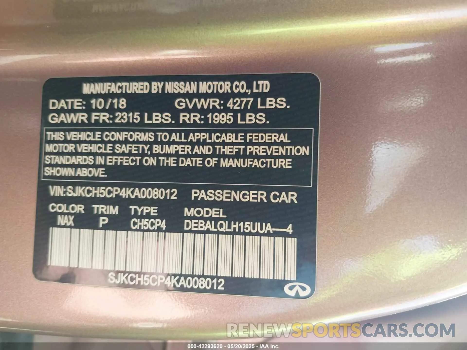 9 Photograph of a damaged car SJKCH5CP4KA008012 INFINITI QX30 2019