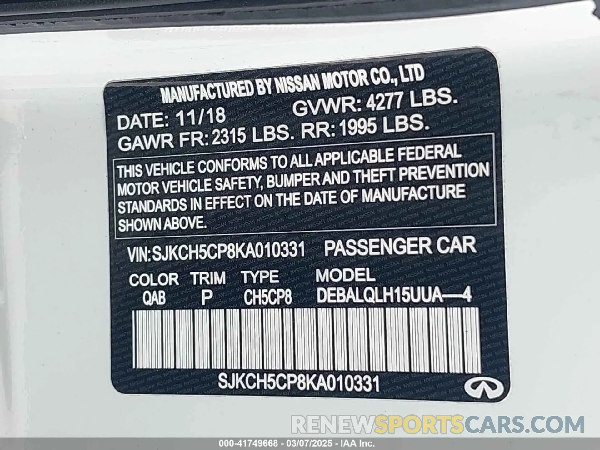 9 Photograph of a damaged car SJKCH5CP8KA010331 INFINITI QX30 2019