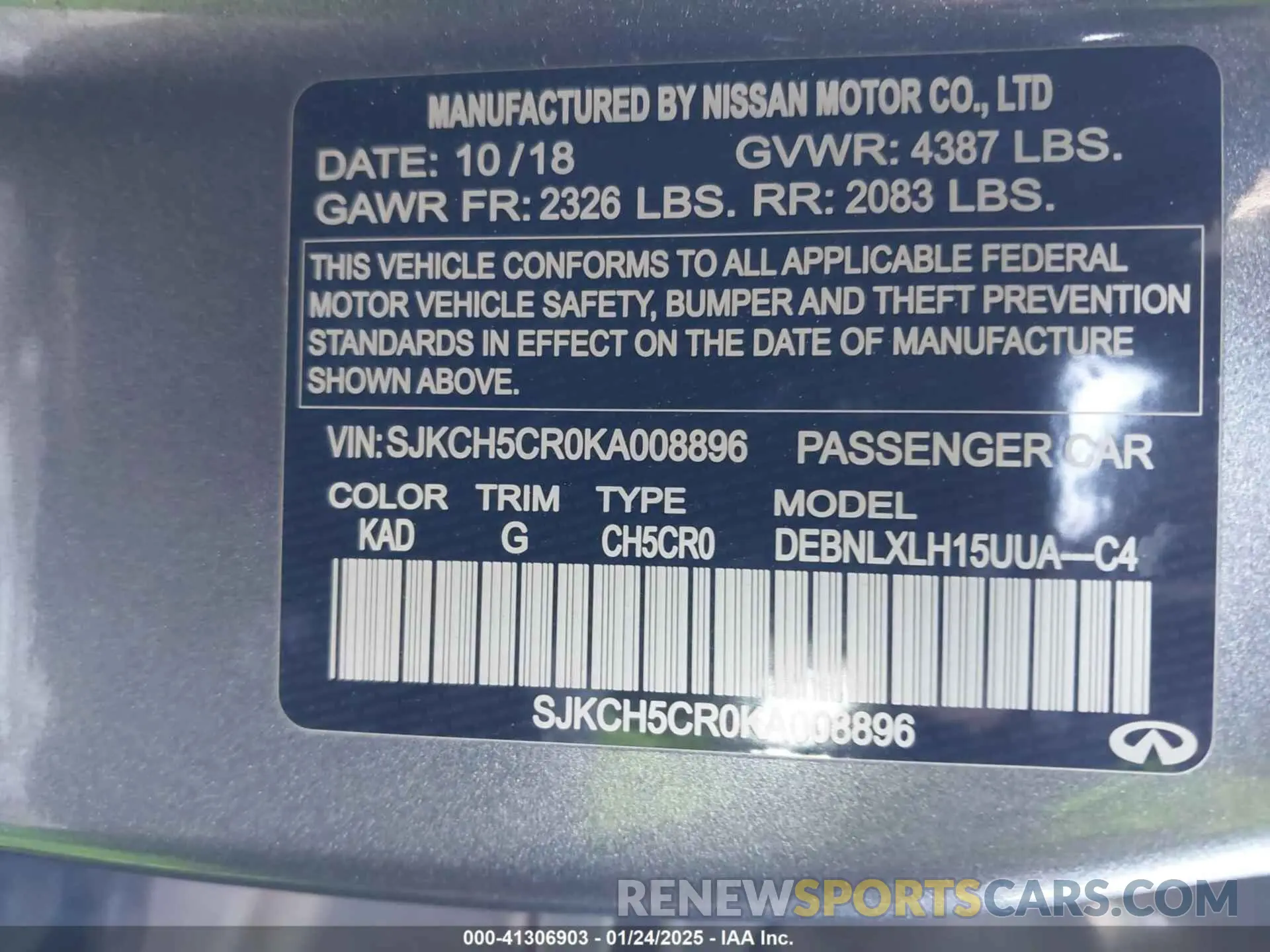 9 Photograph of a damaged car SJKCH5CR0KA008896 INFINITI QX30 2019