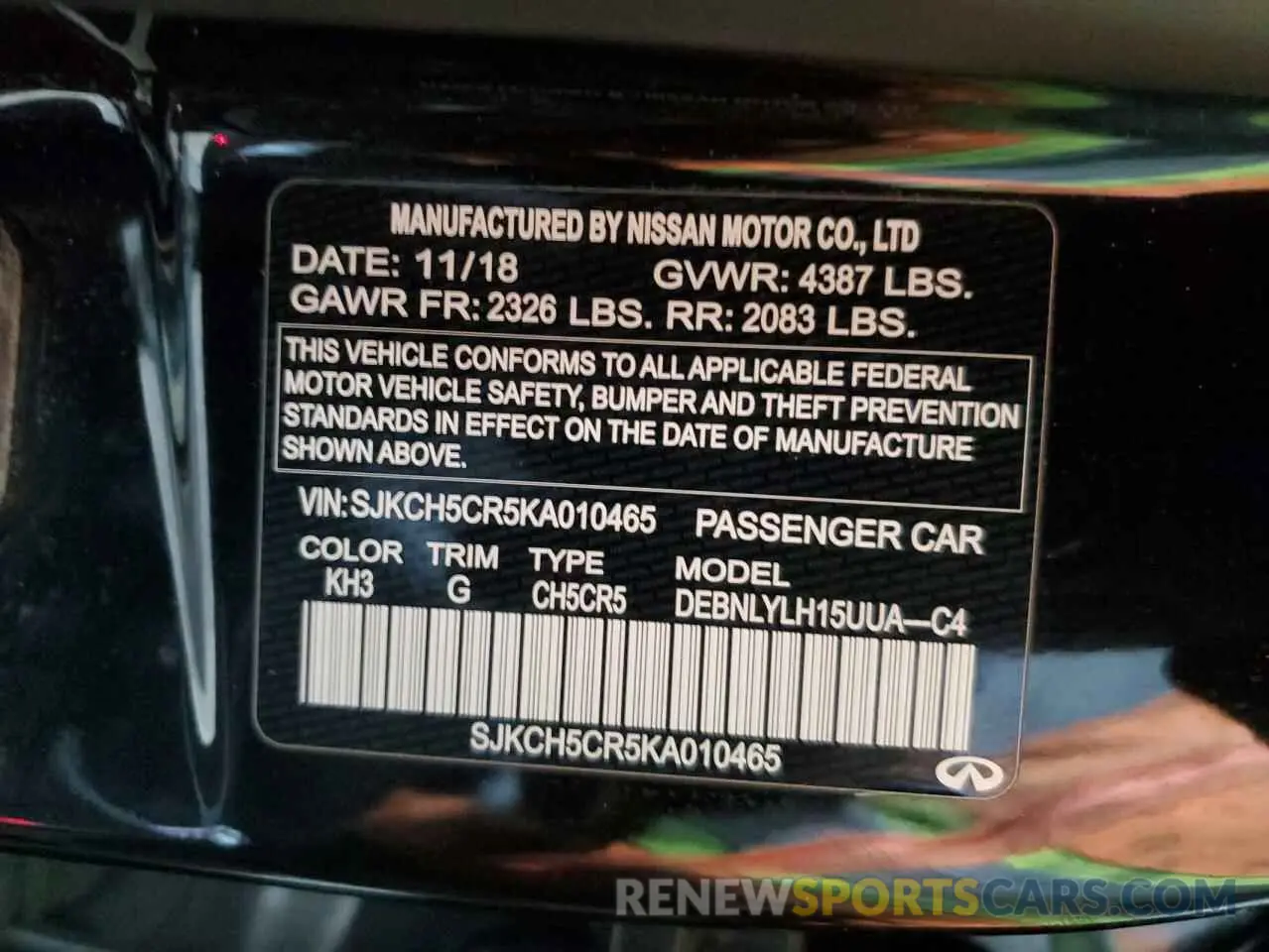 13 Photograph of a damaged car SJKCH5CR5KA010465 INFINITI QX30 2019