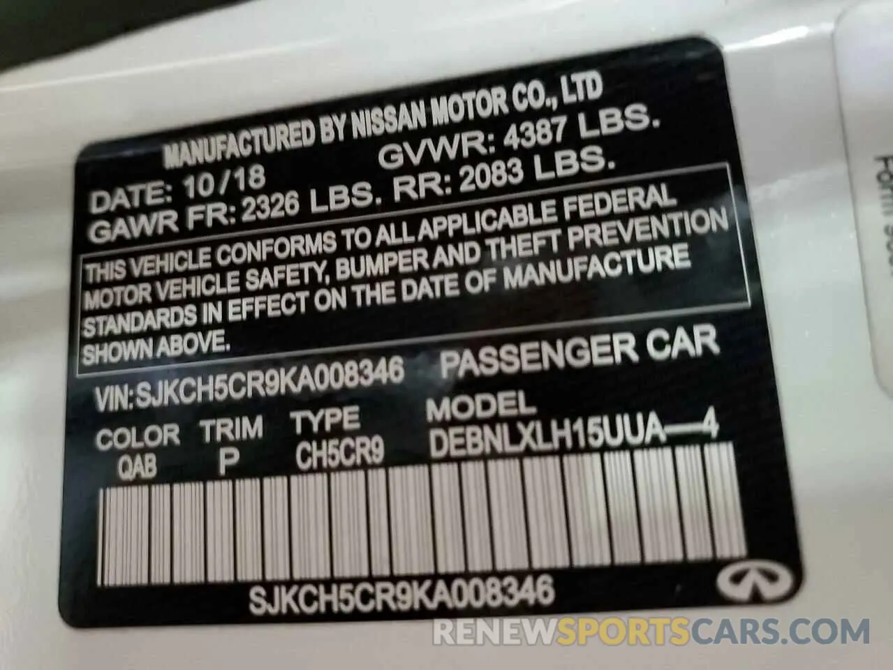 13 Photograph of a damaged car SJKCH5CR9KA008346 INFINITI QX30 2019