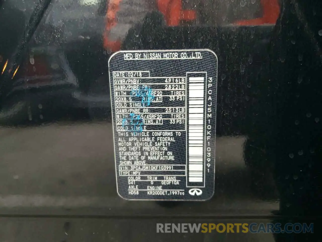 12 Photograph of a damaged car 3PCAJ5M10KF103991 INFINITI QX50 2019