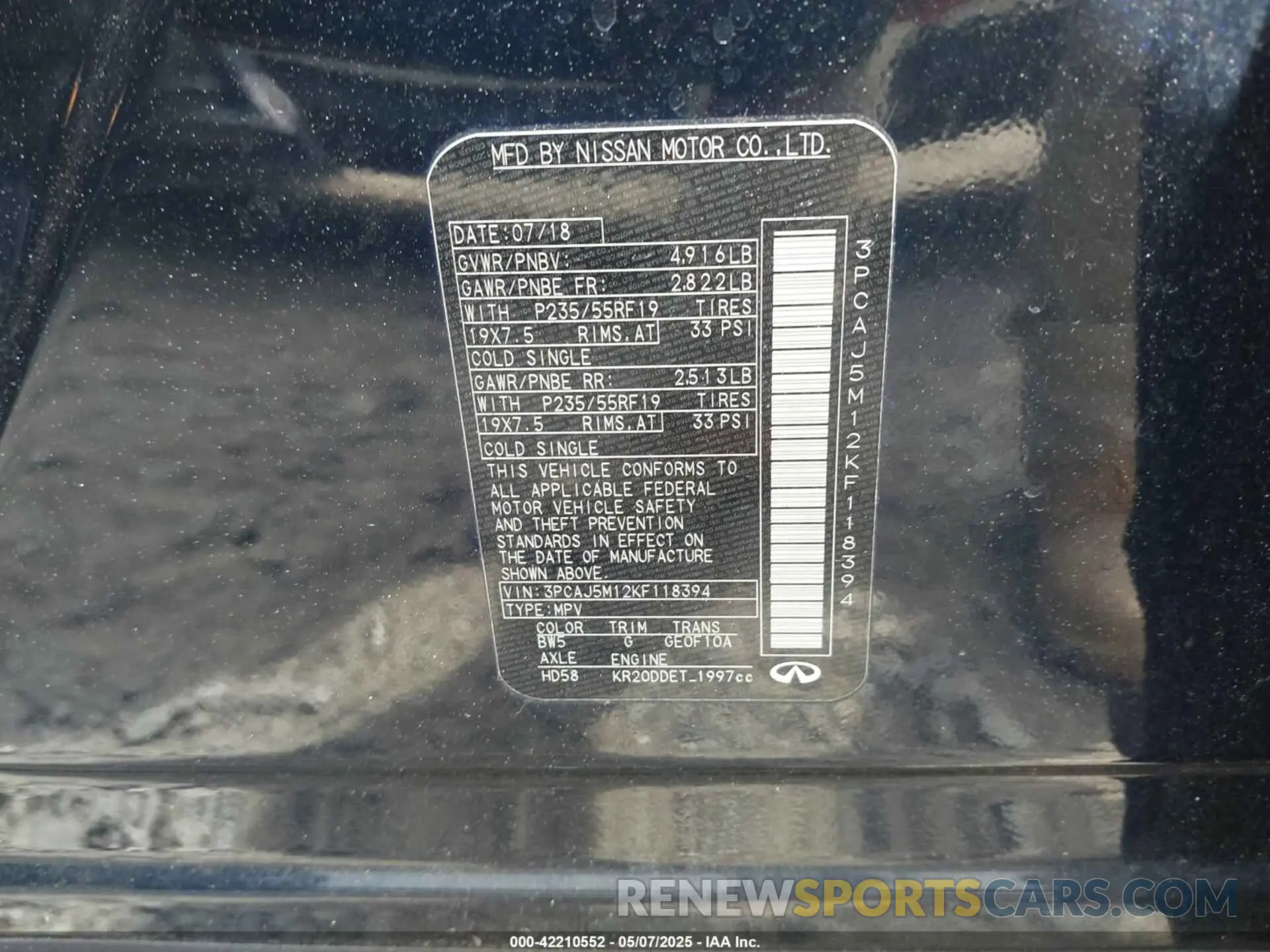 9 Photograph of a damaged car 3PCAJ5M12KF118394 INFINITI QX50 2019