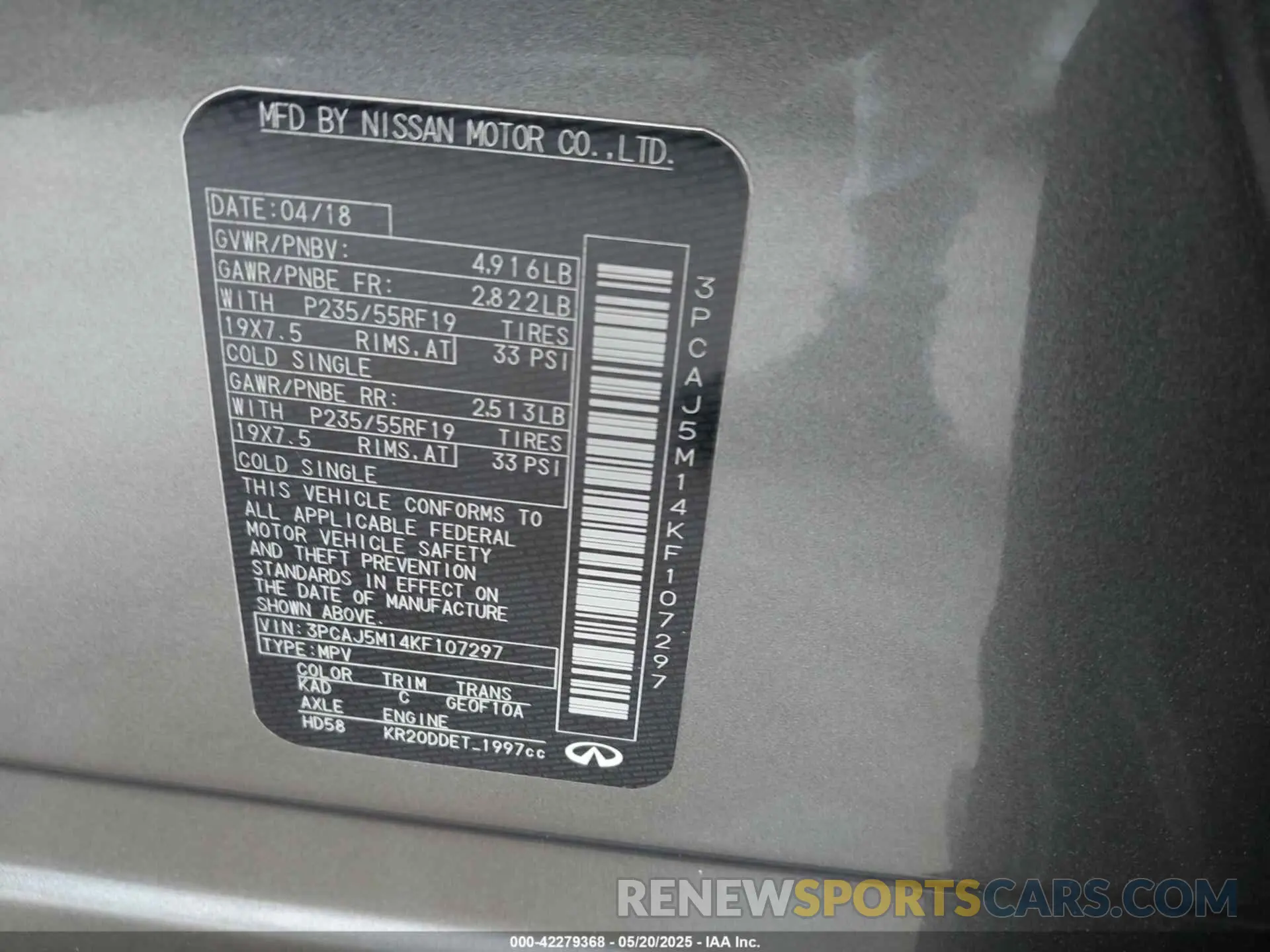 9 Photograph of a damaged car 3PCAJ5M14KF107297 INFINITI QX50 2019