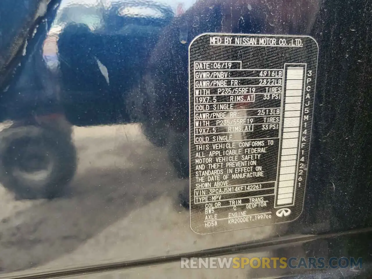 14 Photograph of a damaged car 3PCAJ5M14KF142261 INFINITI QX50 2019