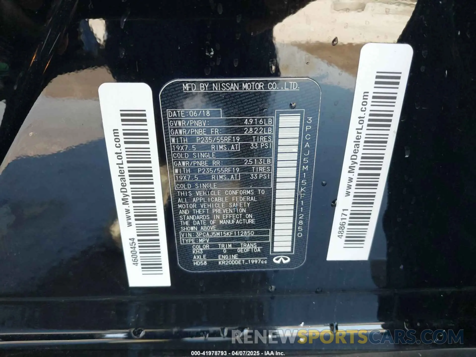 9 Photograph of a damaged car 3PCAJ5M15KF112850 INFINITI QX50 2019