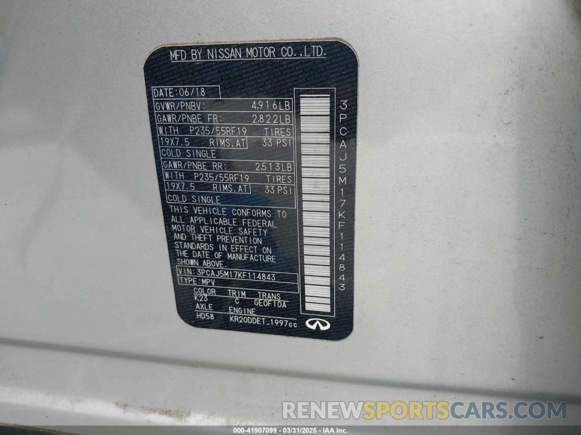 9 Photograph of a damaged car 3PCAJ5M17KF114843 INFINITI QX50 2019