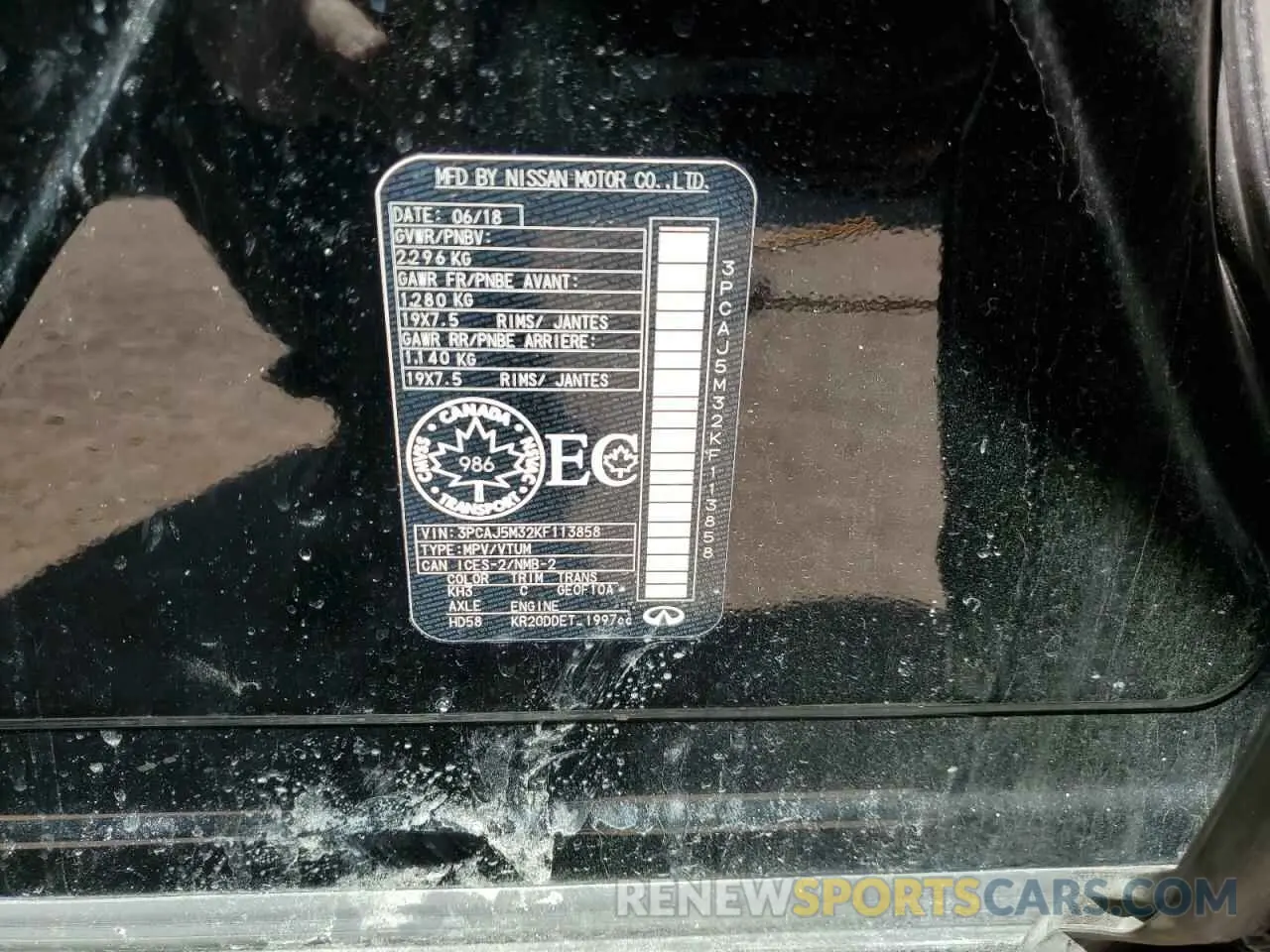 13 Photograph of a damaged car 3PCAJ5M32KF113858 INFINITI QX50 2019