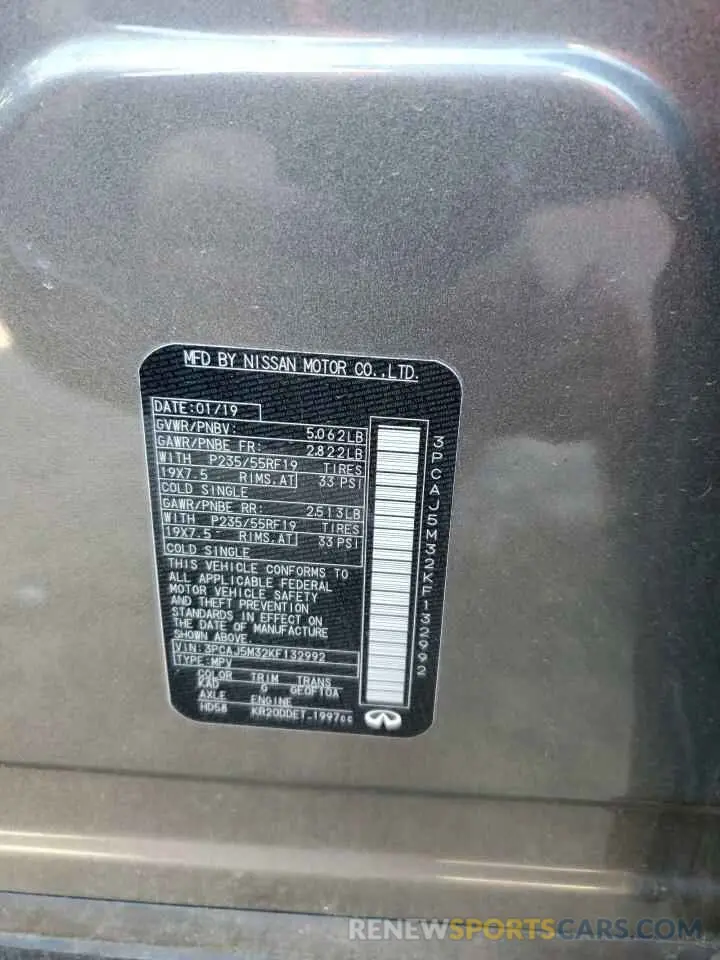 14 Photograph of a damaged car 3PCAJ5M32KF132992 INFINITI QX50 2019