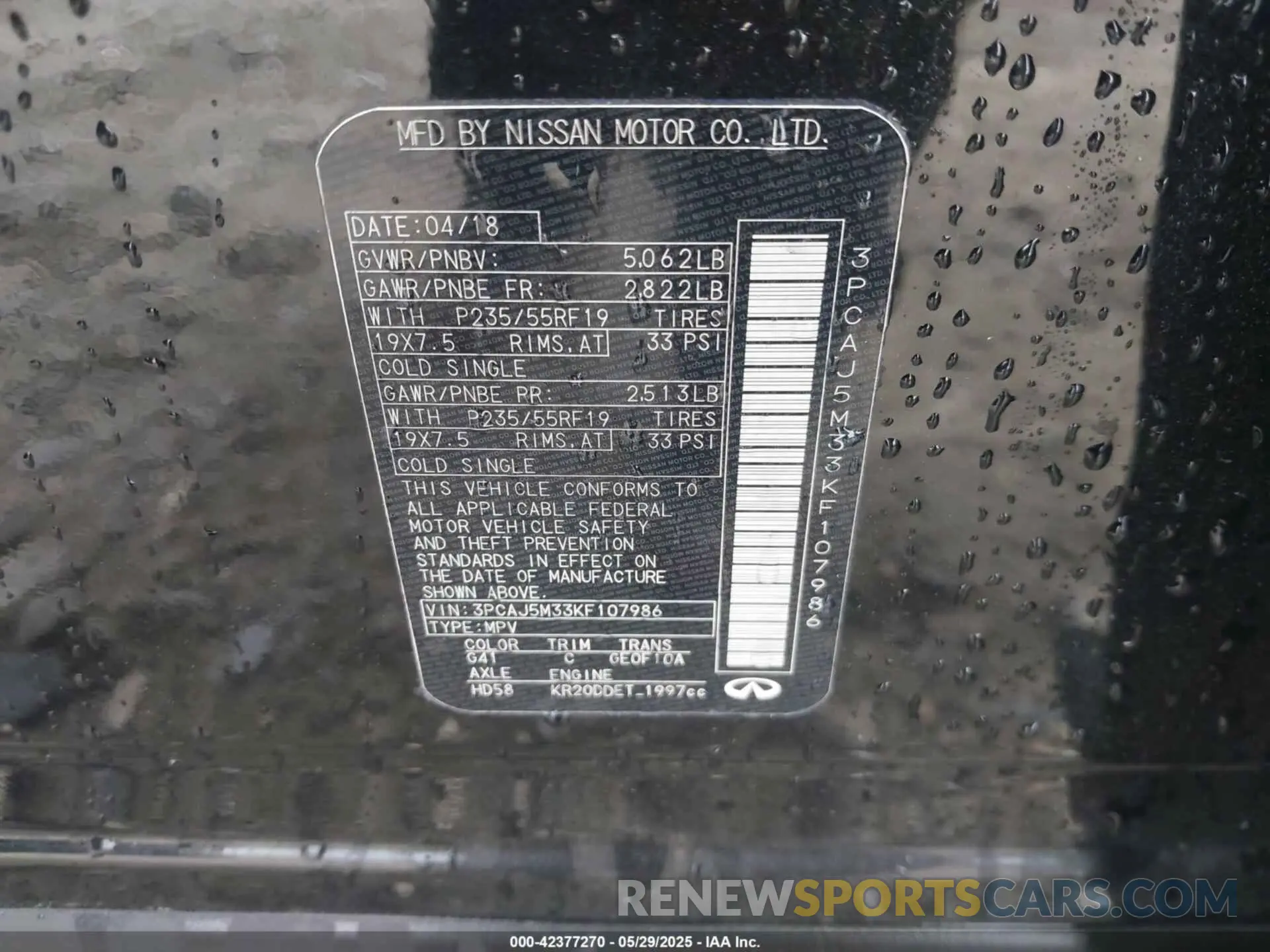 9 Photograph of a damaged car 3PCAJ5M33KF107986 INFINITI QX50 2019