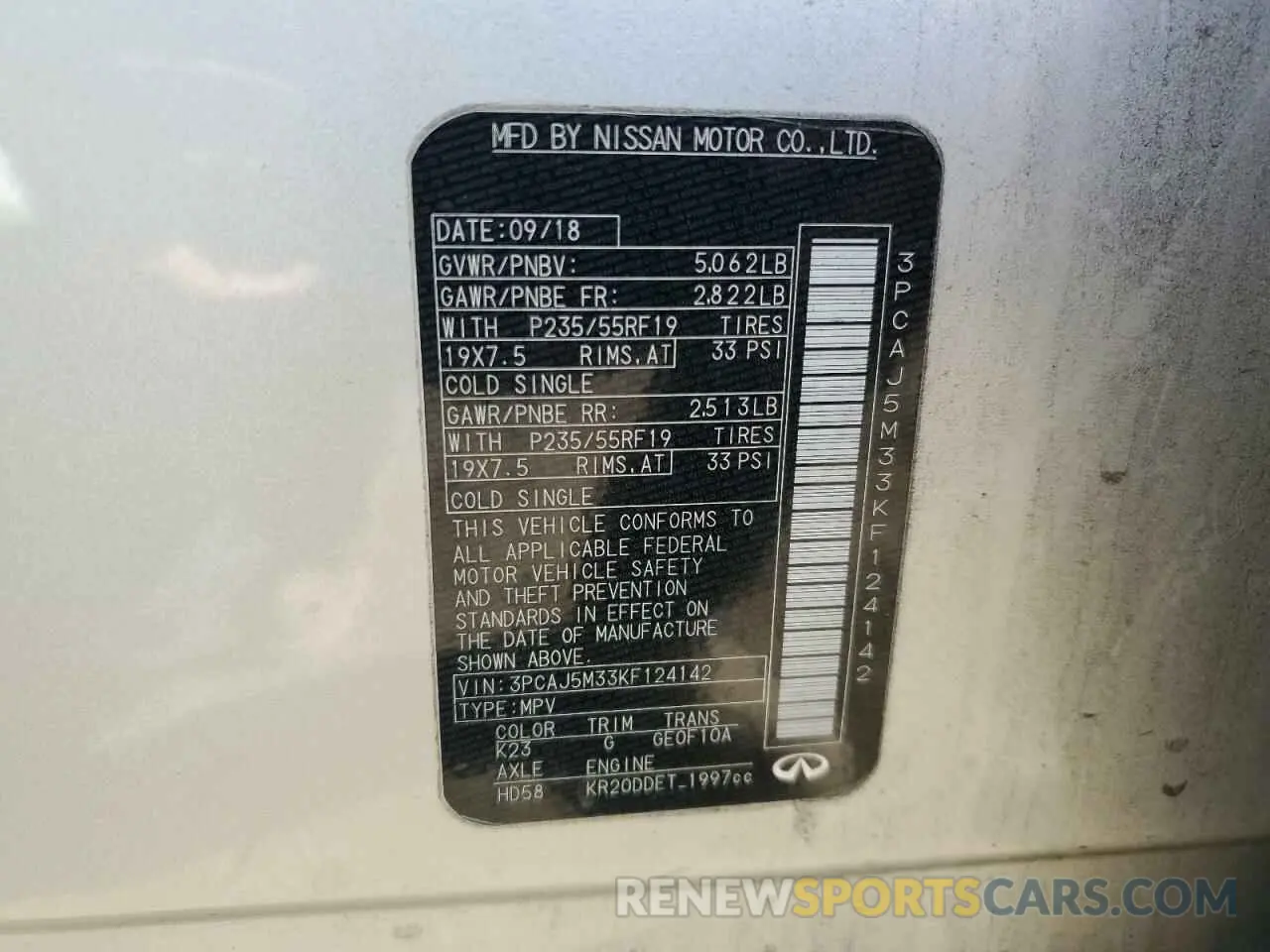 12 Photograph of a damaged car 3PCAJ5M33KF124142 INFINITI QX50 2019