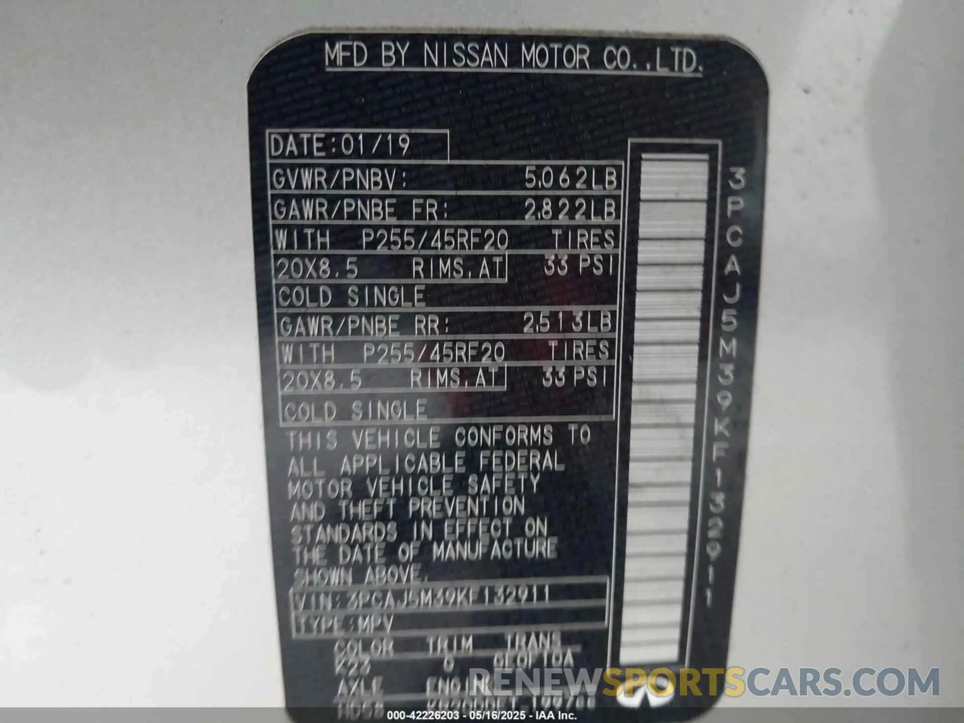 9 Photograph of a damaged car 3PCAJ5M39KF132911 INFINITI QX50 2019