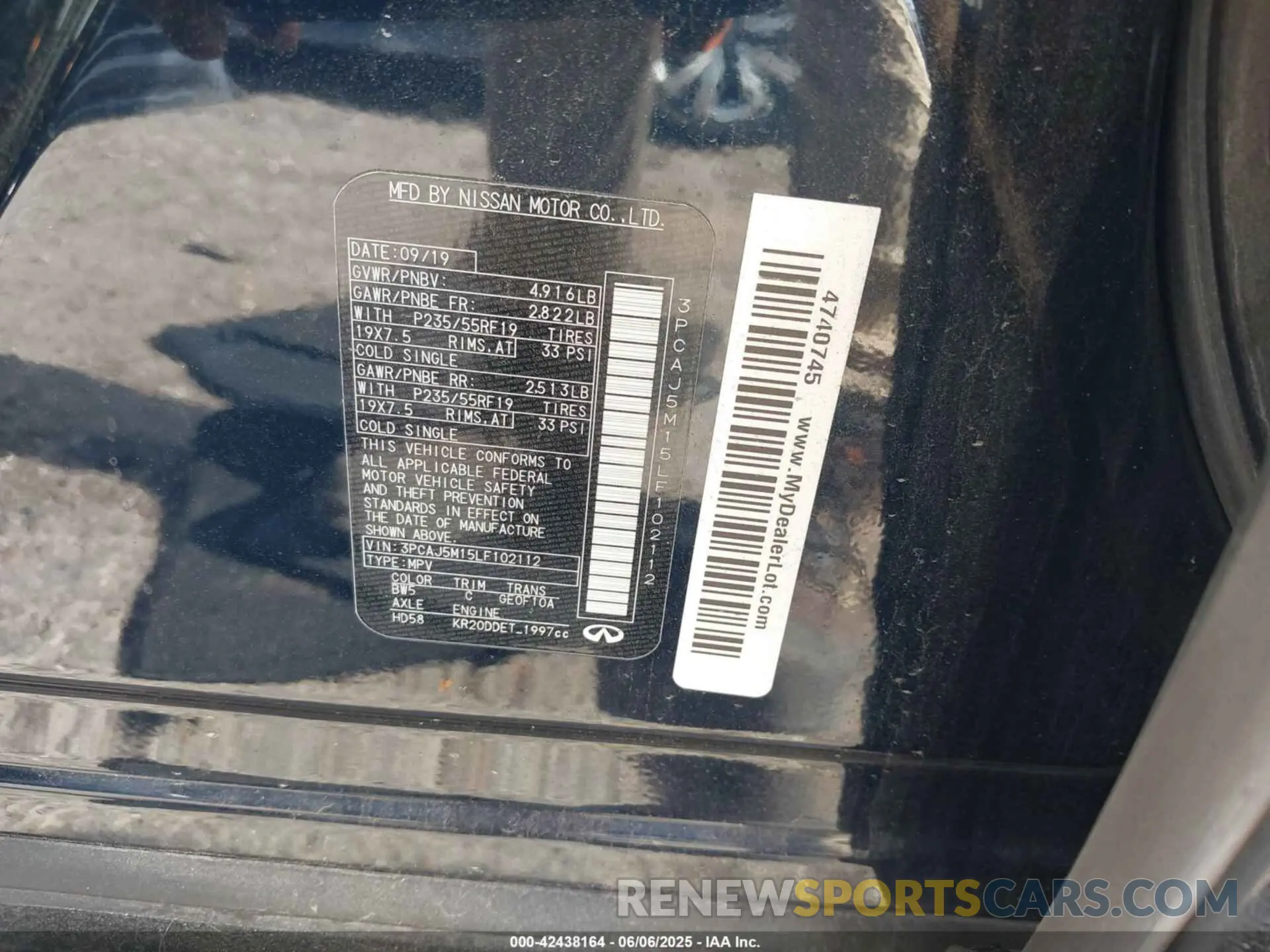 9 Photograph of a damaged car 3PCAJ5M15LF102112 INFINITI QX50 2020