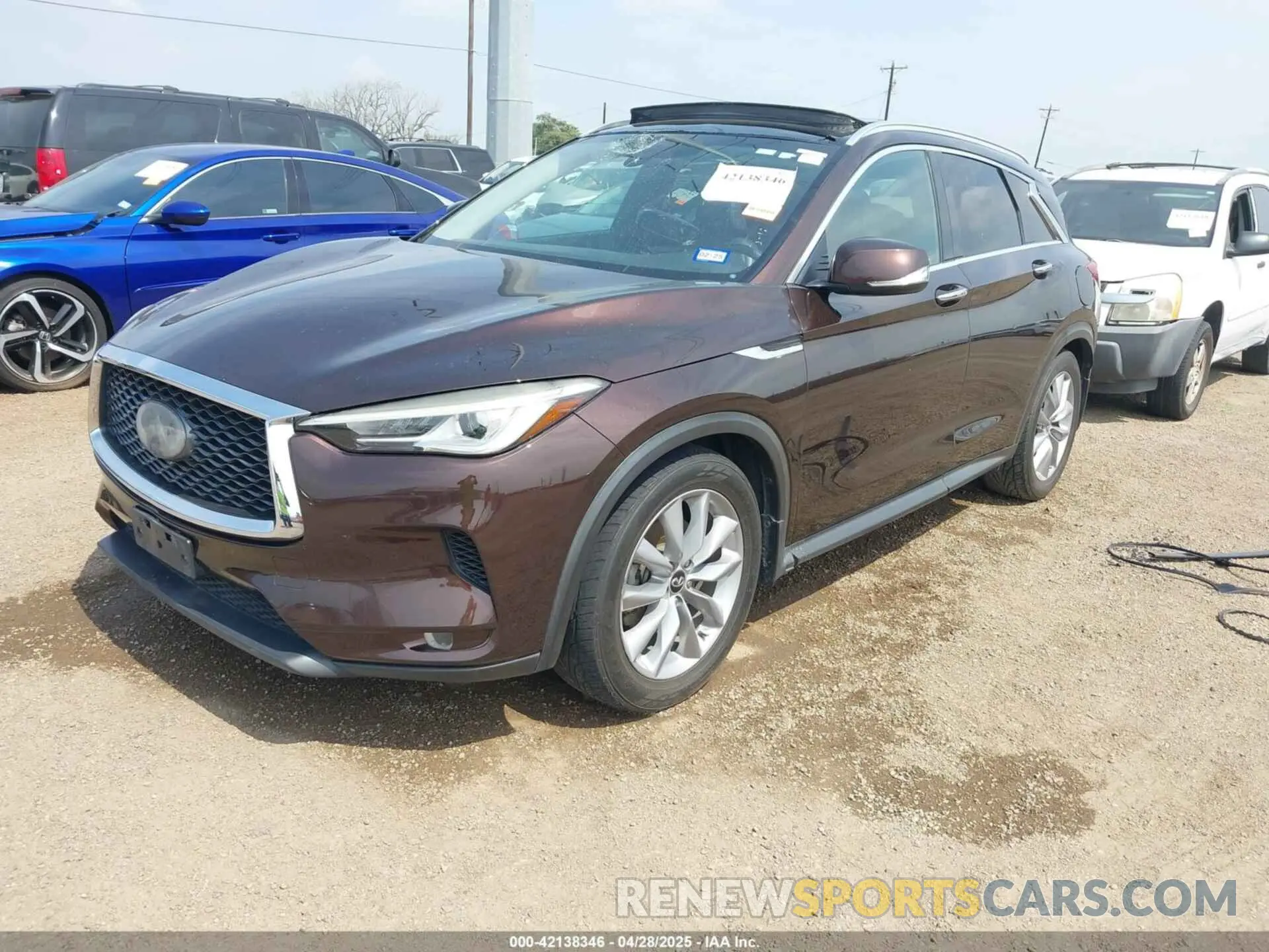 2 Photograph of a damaged car 3PCAJ5M18LF100693 INFINITI QX50 2020