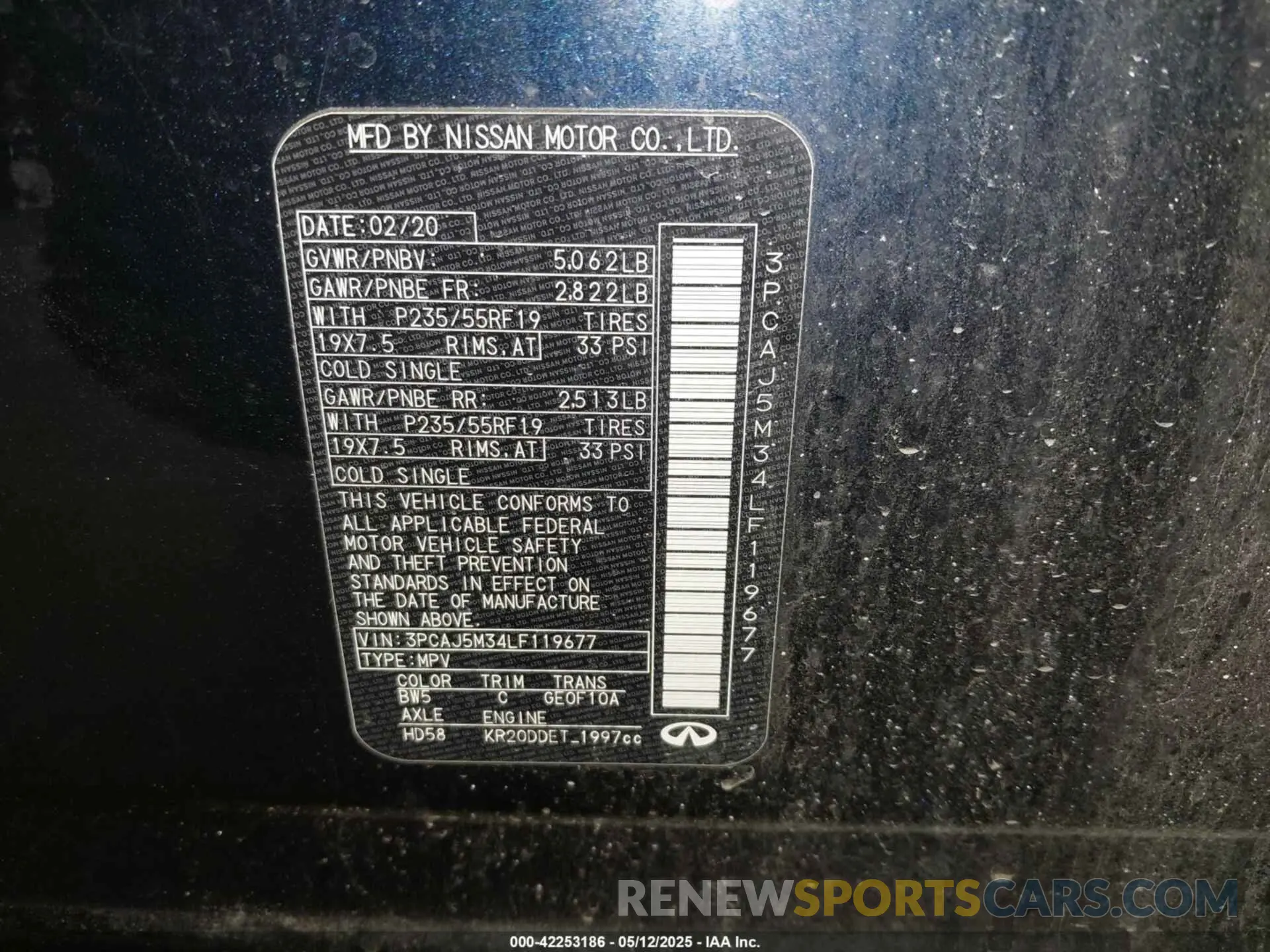 9 Photograph of a damaged car 3PCAJ5M34LF119677 INFINITI QX50 2020