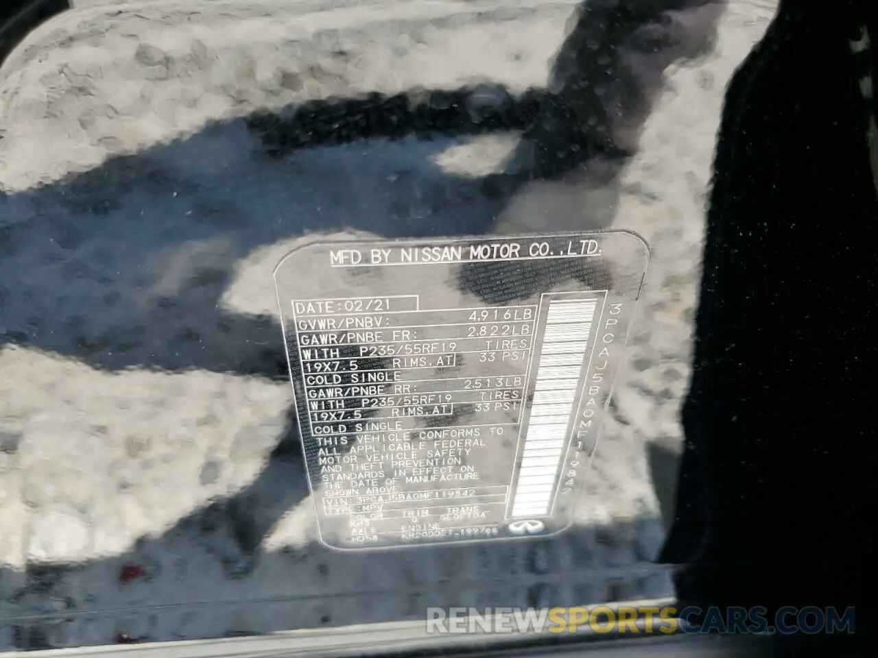 13 Photograph of a damaged car 3PCAJ5BA0MF119842 INFINITI QX50 2021
