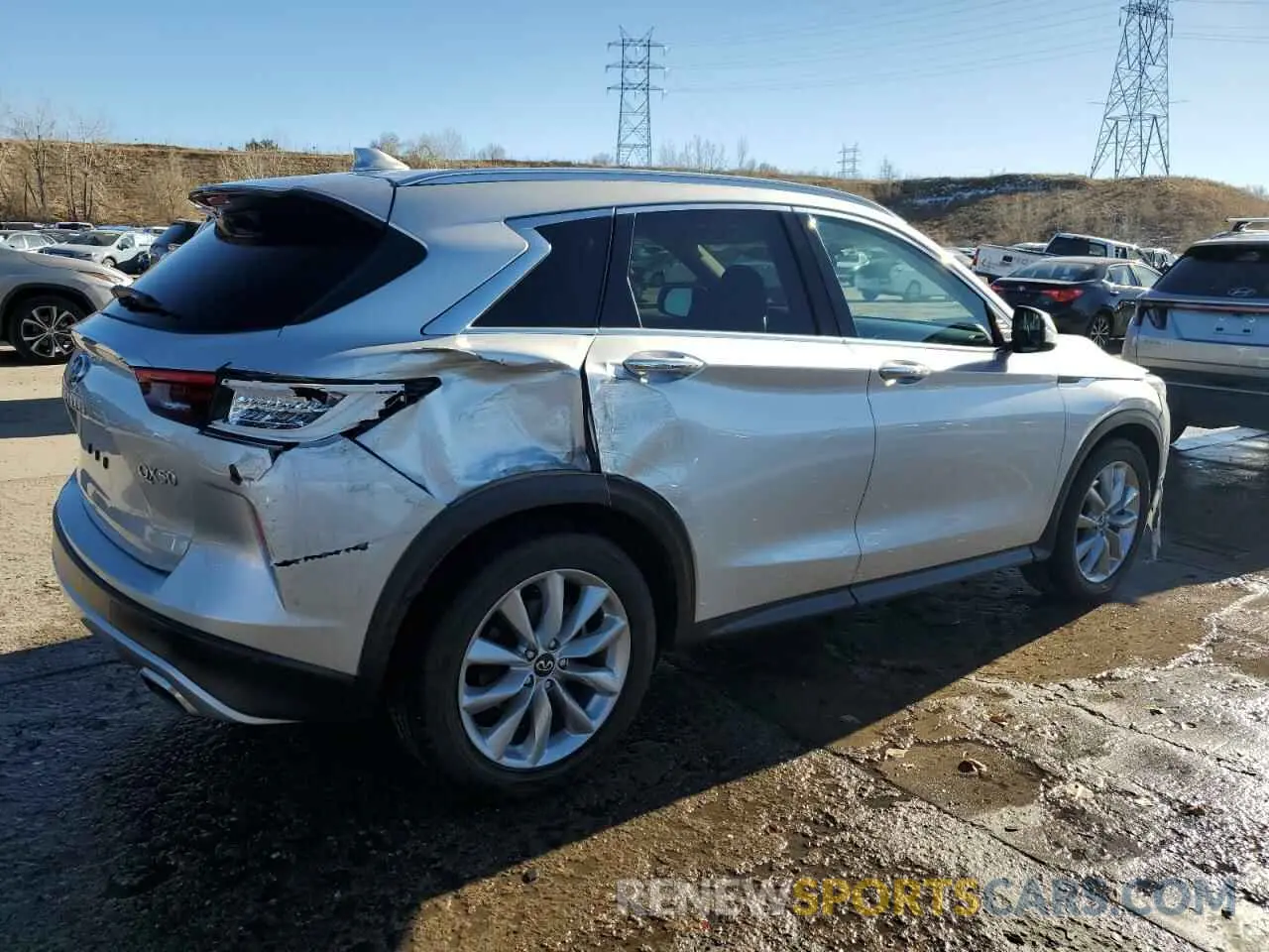 3 Photograph of a damaged car 3PCAJ5BB9MF123817 INFINITI QX50 2021